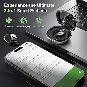 AI Translation Earbuds Real Time, 144 Languages 3-in-1 Translator Earbuds Bluetooth 5.4, HiFi Sound, Type-C Fast Charge, 60H Playtime, Audifonos Traductores Ingls Espaol for Travel Business Learning