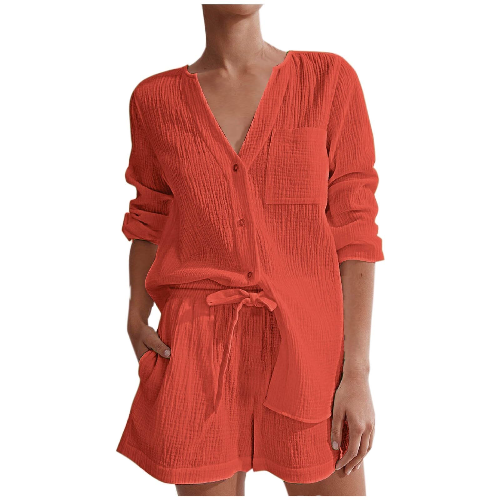 NUSGEAR 2024 Conjunto Dos Piezas Mujer Casual Camiseta Manga Corta y Pantalones Corto Short Verano Deportivo Traje Pijama Suelto Cómodo algodón Conjunto Casa Moda Color sólido Chandal Ligera