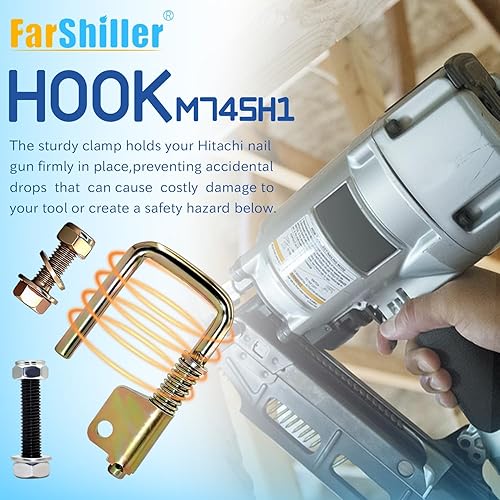 Miniatura 2 de M745h1 para Hitachi NR83A2 NR90AE Gancho de rafter con resortePercha retráctil para pistola de uñas (paquete de 2)