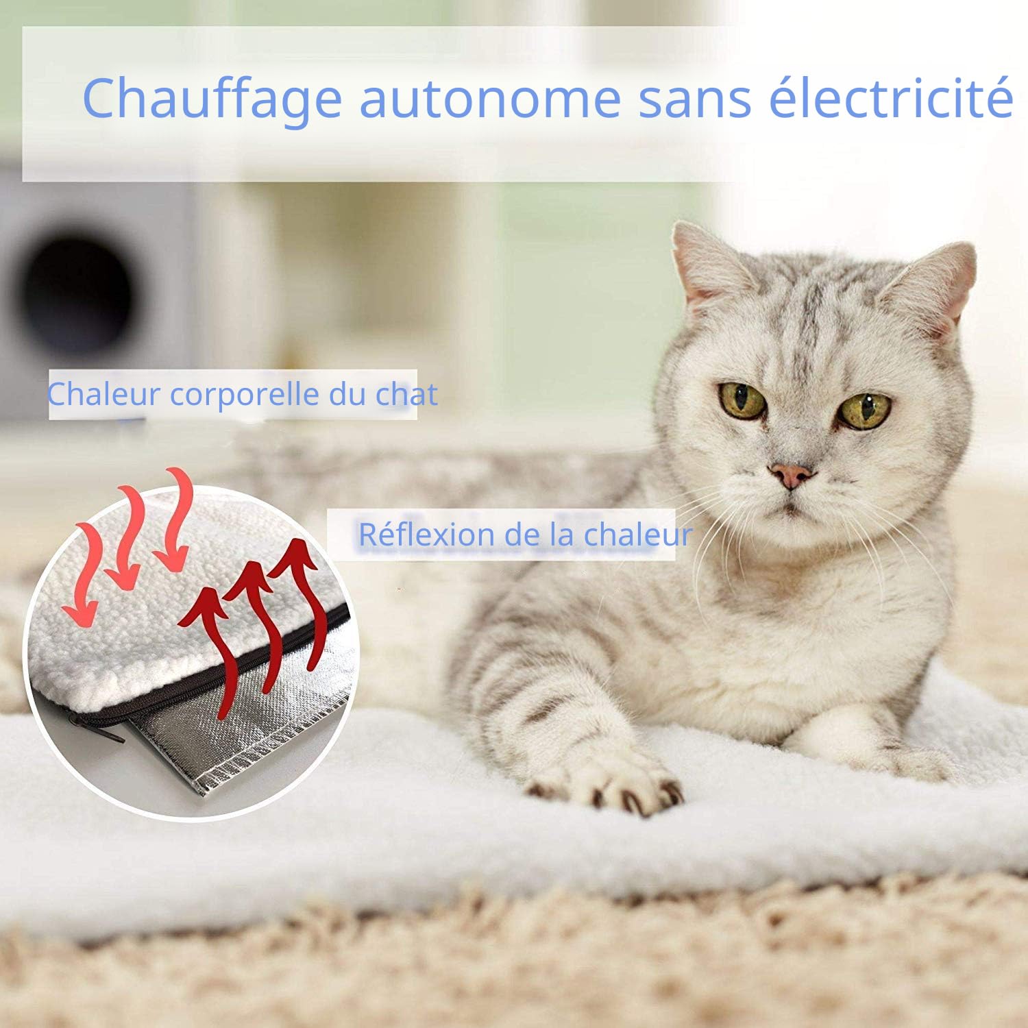 Tapis Chauffant Rechargeable USB Pour Chien Et Chat - 60x30 Cm, Étanche, Température Réglable