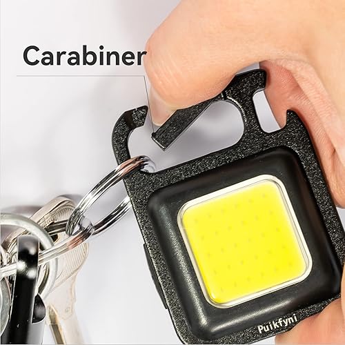 Miniatura 3 de Puikfyni Paquete de 3 linternas de bolsillo recargables con luz LED COB linterna magnética de tres modos de brillo base magnética para pesca caminar
