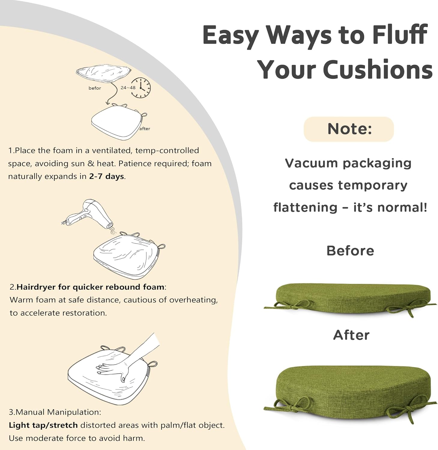 ELFJOY Chair Cushions for Dining Chairs 2.4 Inch Thick Windsor Seat Cushions for Kitchen Dining Room Non Slip Seat Pads with Removable Washable Cover and Ties Set of 2, Green(16.5"x15.5")