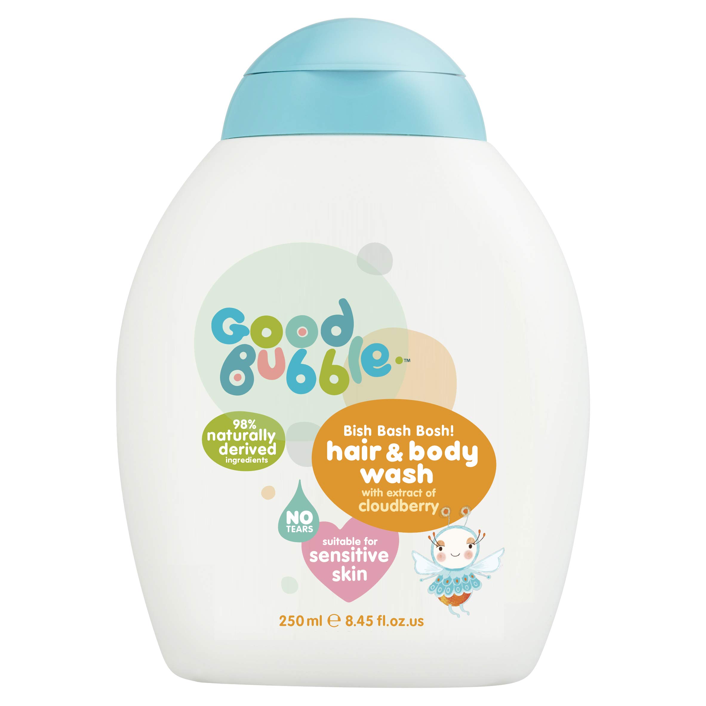 Good Bubble Hair & Body Wash with Cloudberry Extract- 250ml Tear-Free Shower Hair & Body Wash - Kids Body Wash for Sensitive Skin