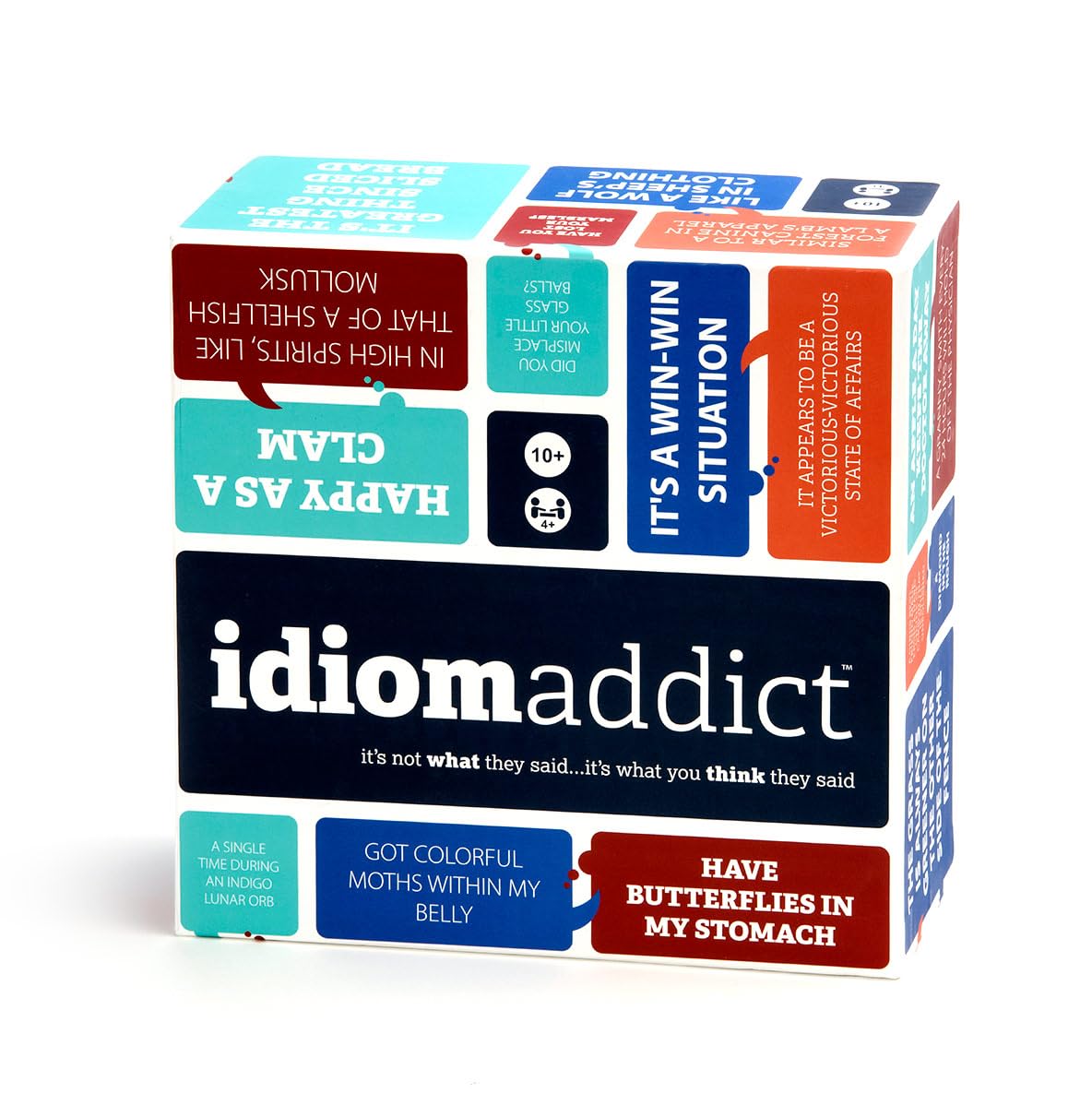 Idiom Addict, Decipher The Gibberish Phrase, 2400 Funny Brain Teasers, Large Group Party Game for 4+ Players