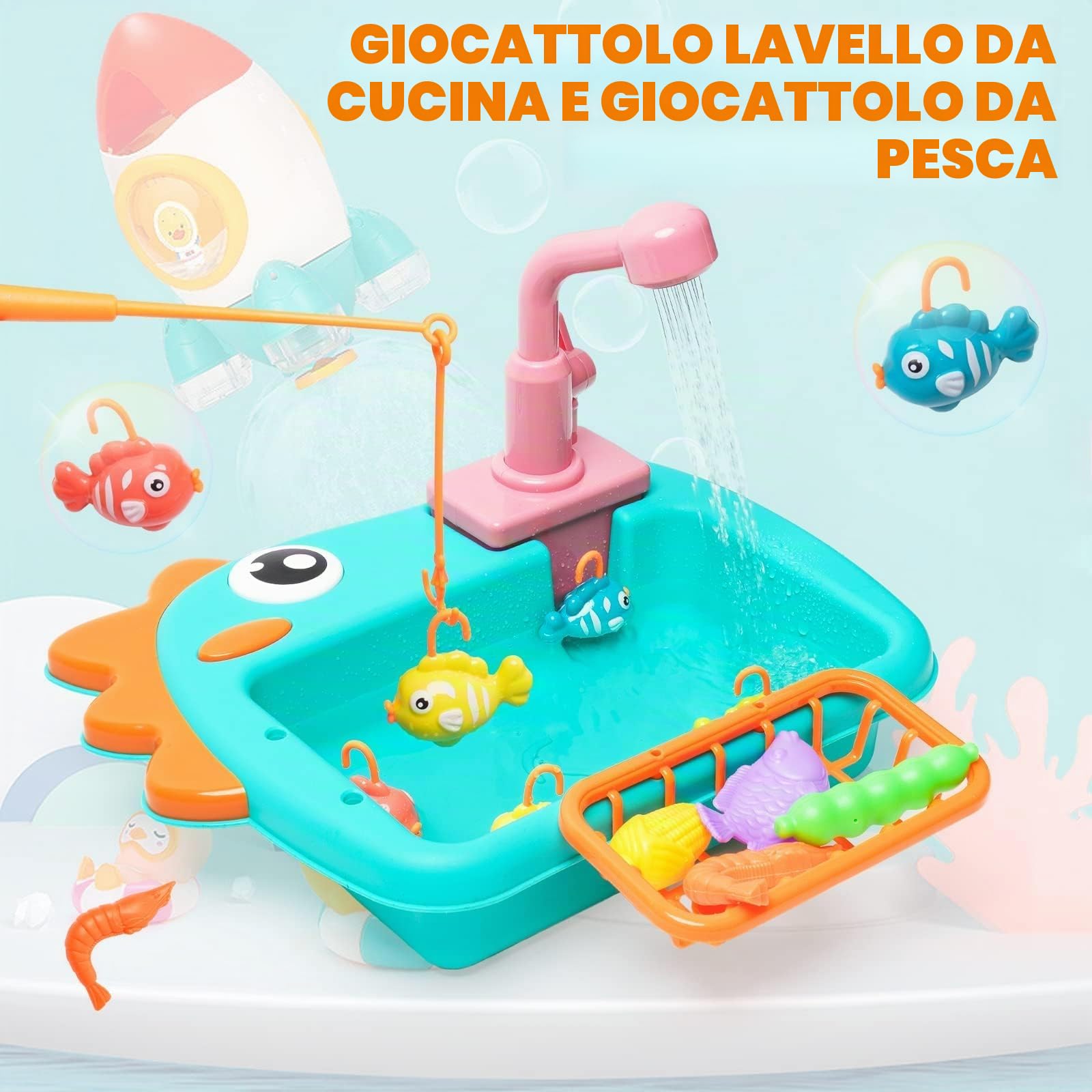 Giocattolo Lavello da Cucina con Rubinetto Aggiornato,Giocattoli per lavello da Cucina Set con Acqua Corrente,Giocattolo per Lavastoviglie per Giochi di Ruolo per Bambini