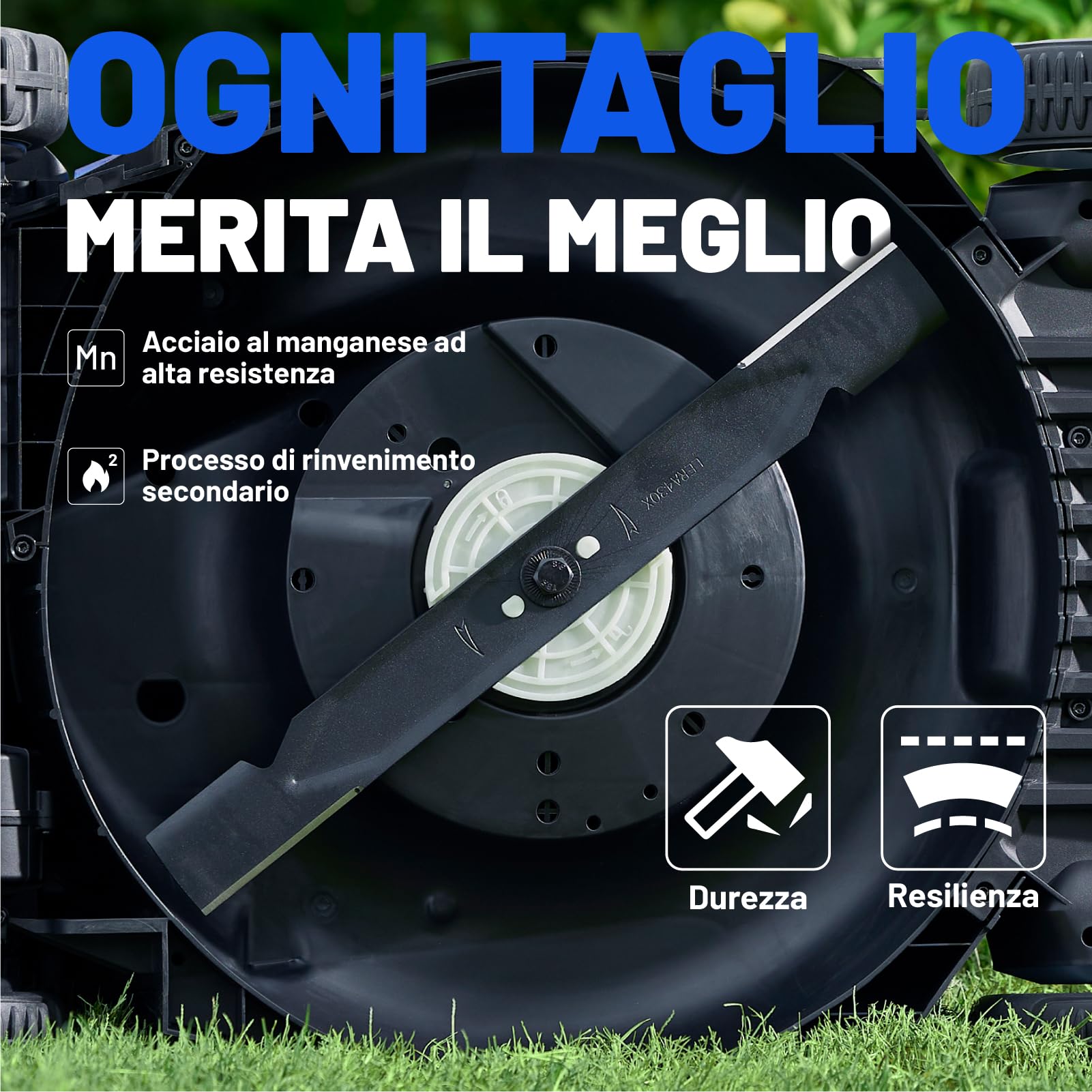 Litheli Easysurge - Cortacésped con batería (43 cm, autopropulsado (2,2 – 4,7 km/h), cesta de 50 L, altura de corte de 25 – 75 mm, hasta 500 m², cortacésped eléctrico, incluye 2 baterías de 4,0 Ah