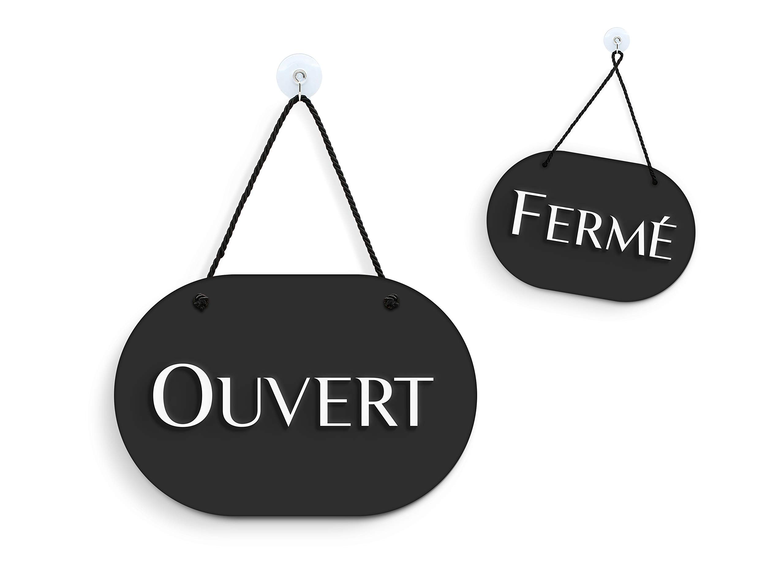 SIGNS - Ovale Elegante - Cartello Ouvert/Fermé a rilievo [OC36] Insegna per porta vetrina ingresso di Bar, Pub, Ristorante o Negozio