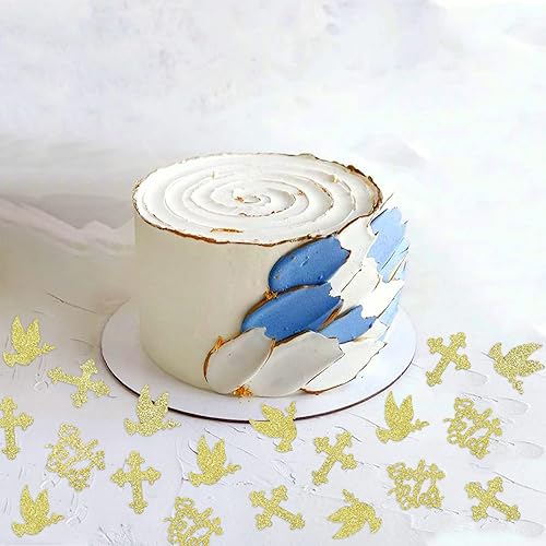 Miniatura 2 de 100 piezas de confeti de Dios bendiga cruz bautismo Dios bendiga mesa confeti decoraciones para fiesta de bautismo, baby shower, fiesta de