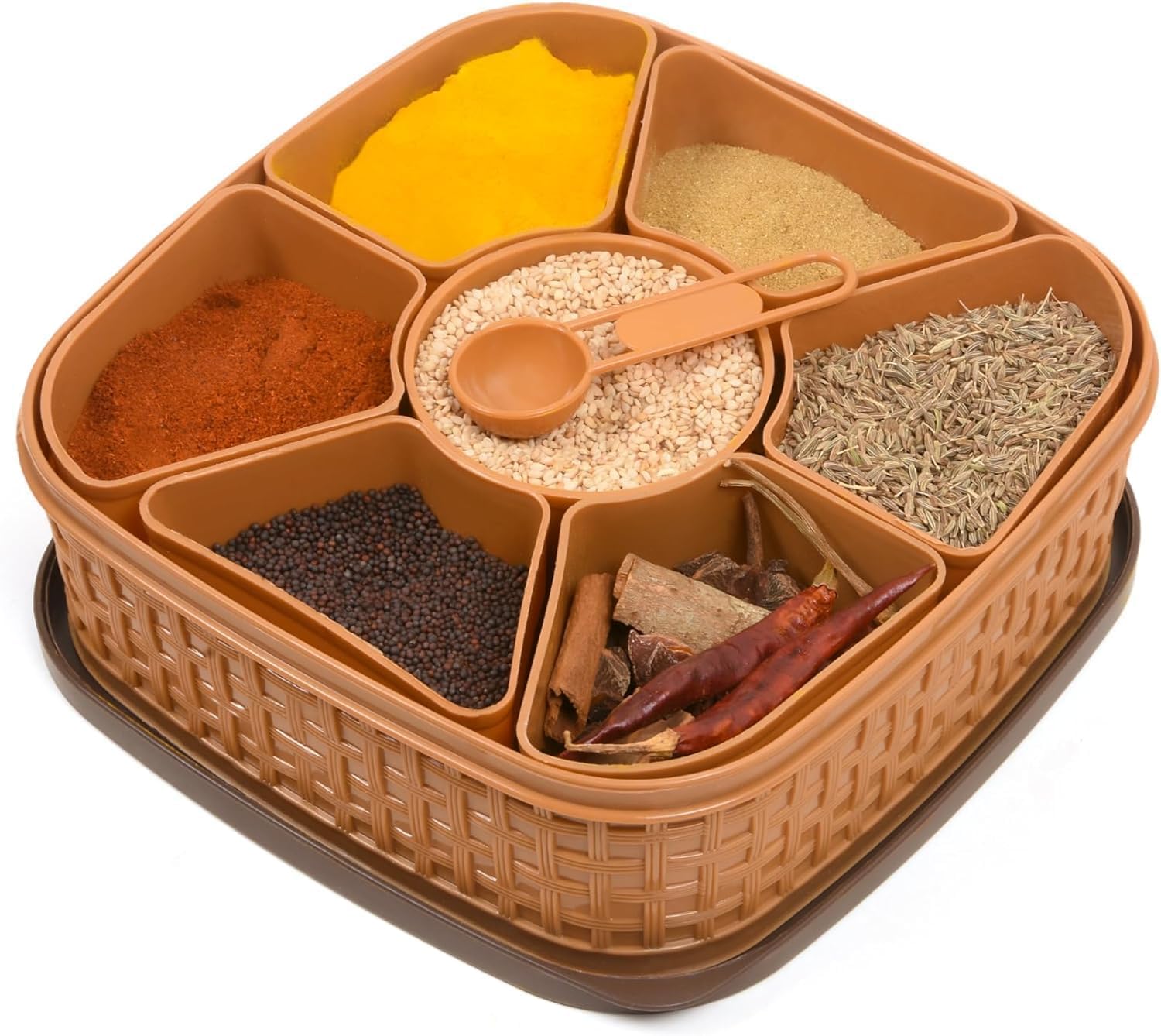 EVIE HOUSE 7 Section Plastic Multipurpose Dry Fruit airtight Container Chocolates Mouth Freshener Sweet Box & Masala Containers For Home Festival Special Multipurpose Box (Multi Color)