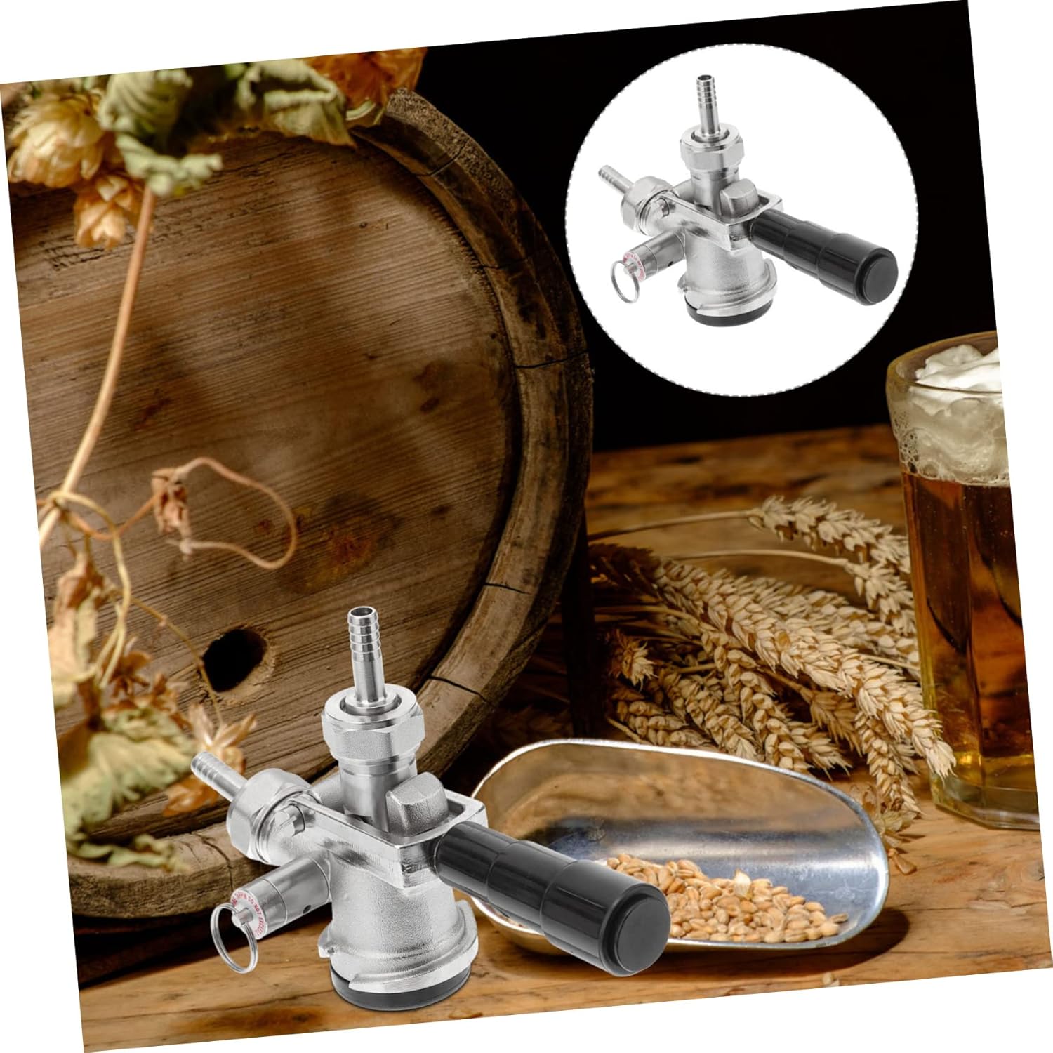 Mikinona 1set Keg Coupler Beer Keg Dispenser Pressure Relief Valve Easy to Install Smooth for Home Brewing