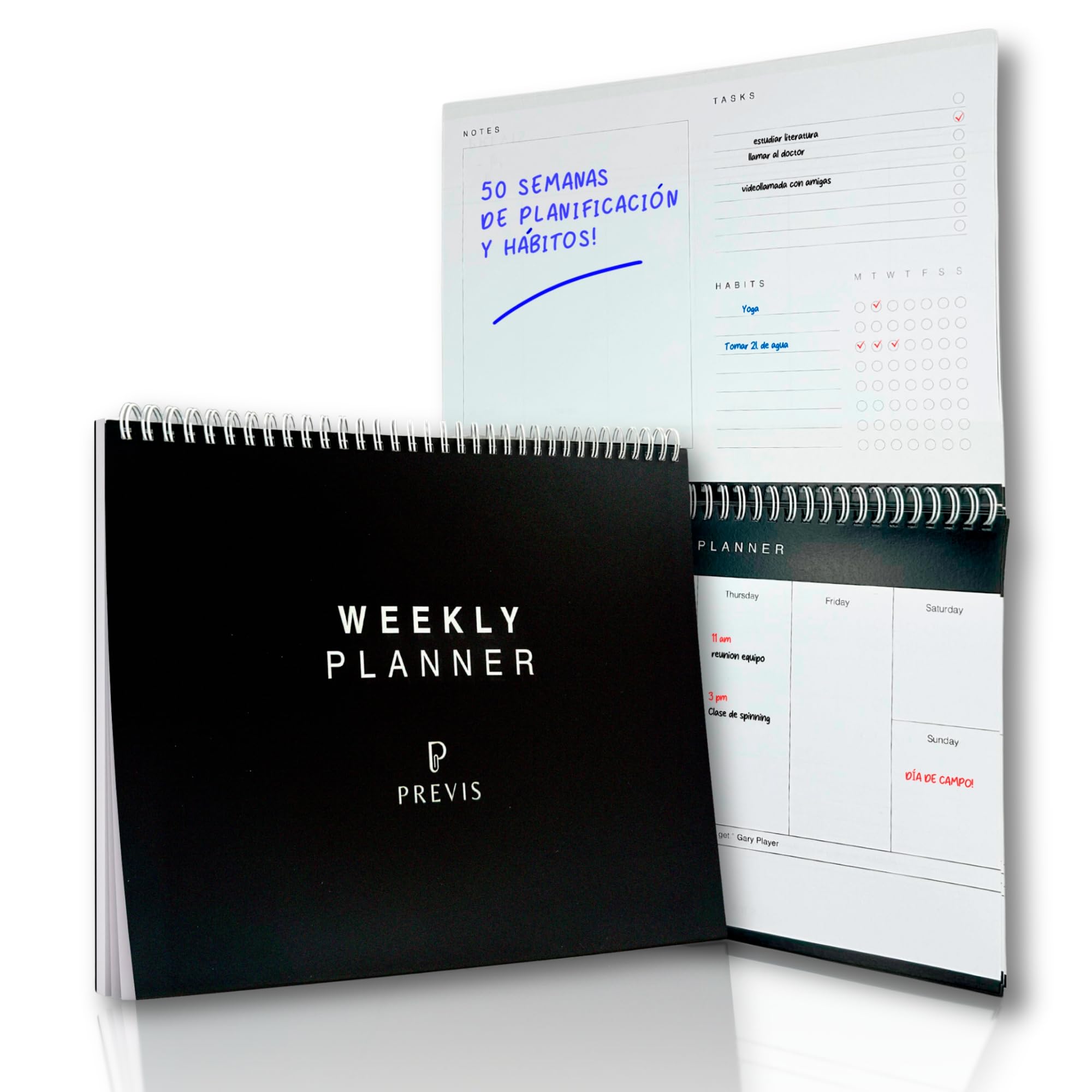 PREVIS Planificador Semanal A4 Productivo -50 Semanas Papel 100g - Weekly Planner 2024 con Calendario Semanal Ideal para Organizar Agenda - Planeador, Planner, Organizador Semanal, Diario y Mensual