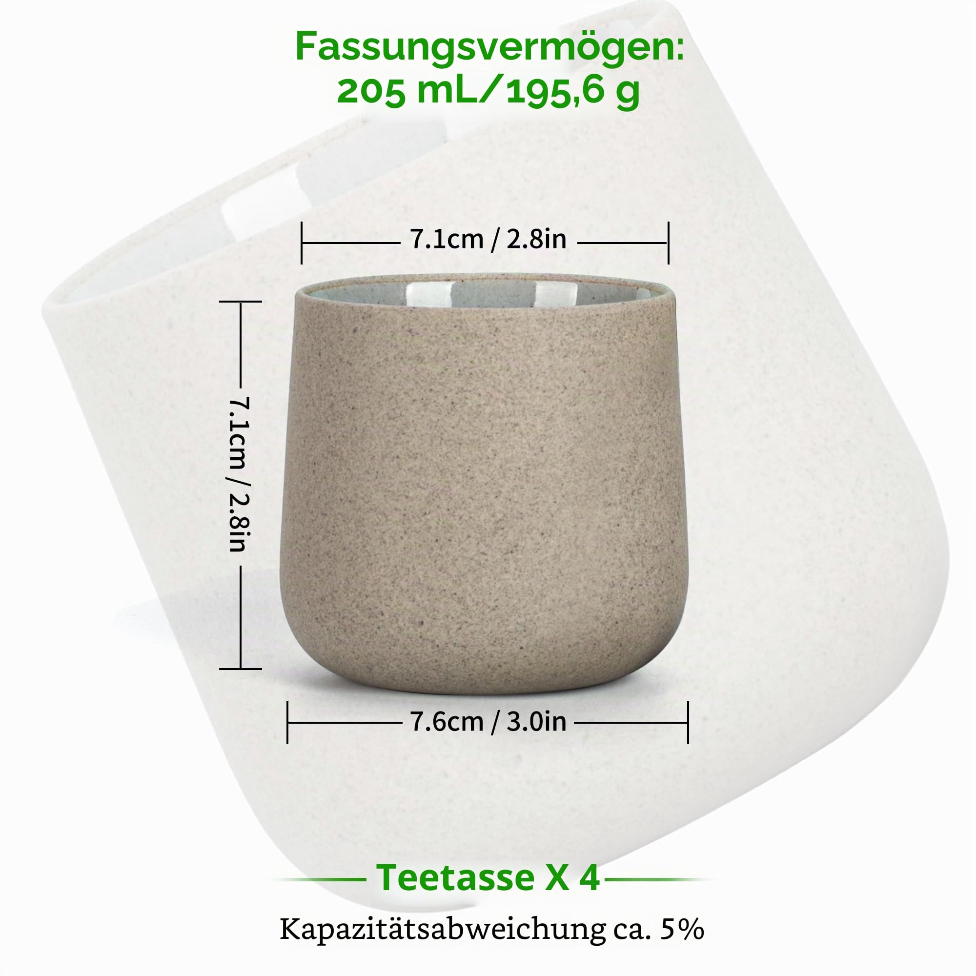 TEANAGOO Japanische Teetasse aus Keramik, 205 ml, Dunkelgrau, H4,Japanische Teetassen, Chinesische Teetasse, Asiatische Teetassen, Asiatische Teetassen, Teetasse Tee Tassen