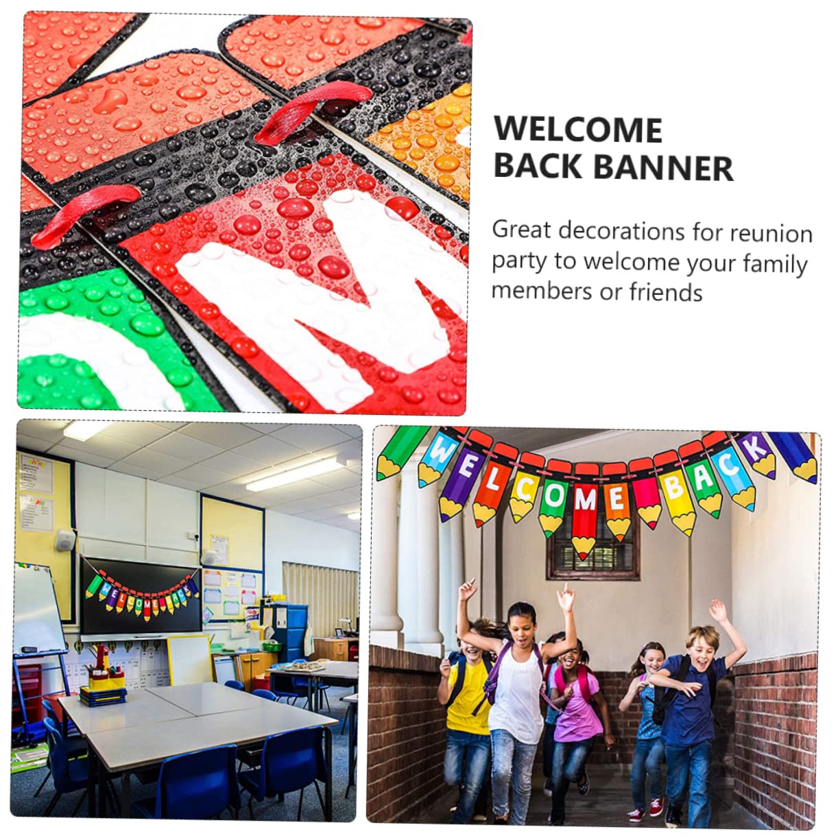 MAGICLULU 7 Pz Striscione Jila di ritorno a scuola l'arredamento dell'ufficio striscione appeso bandiera decorazioni ufficio decorazioni albero ghirlanda bandiere bentornato stamina carta