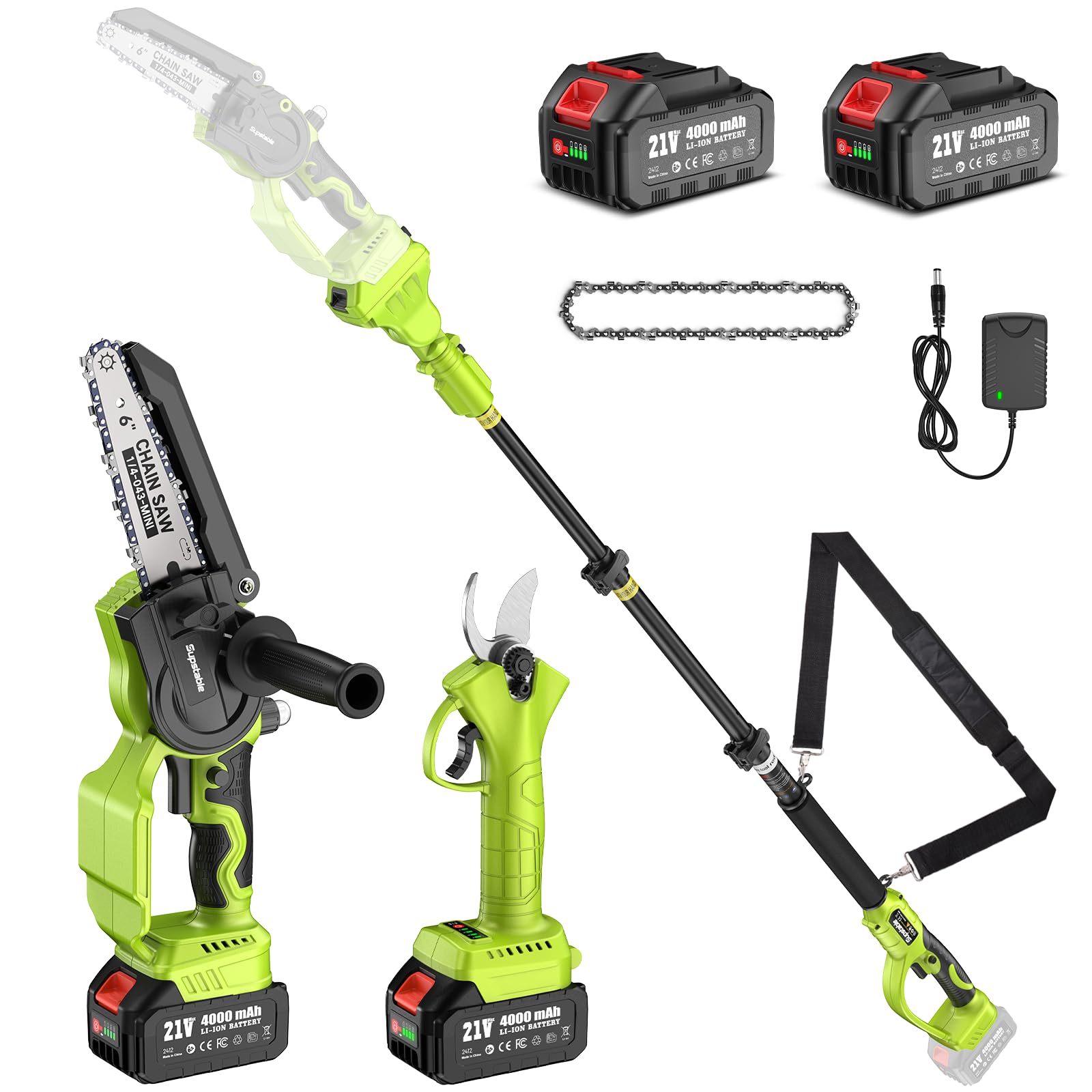 Supstable 4-in-1 Cordless Mini Chainsaw & Pruning Shears with