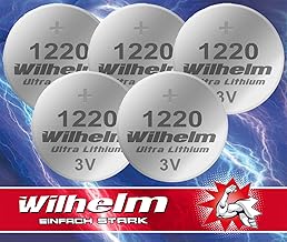 5 pilas de botón CR1220 WILHELM de litio, 3 V, 40 mAh, 12 x 2 mm, DL1220