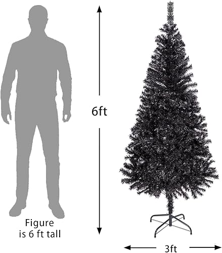Miniatura 4 de ALDRIMORE&LLY Árbol de Navidad artificial negro de 6 pies con 550 puntas de rama, decoración de Halloween y vacaciones para el hogar y la oficina