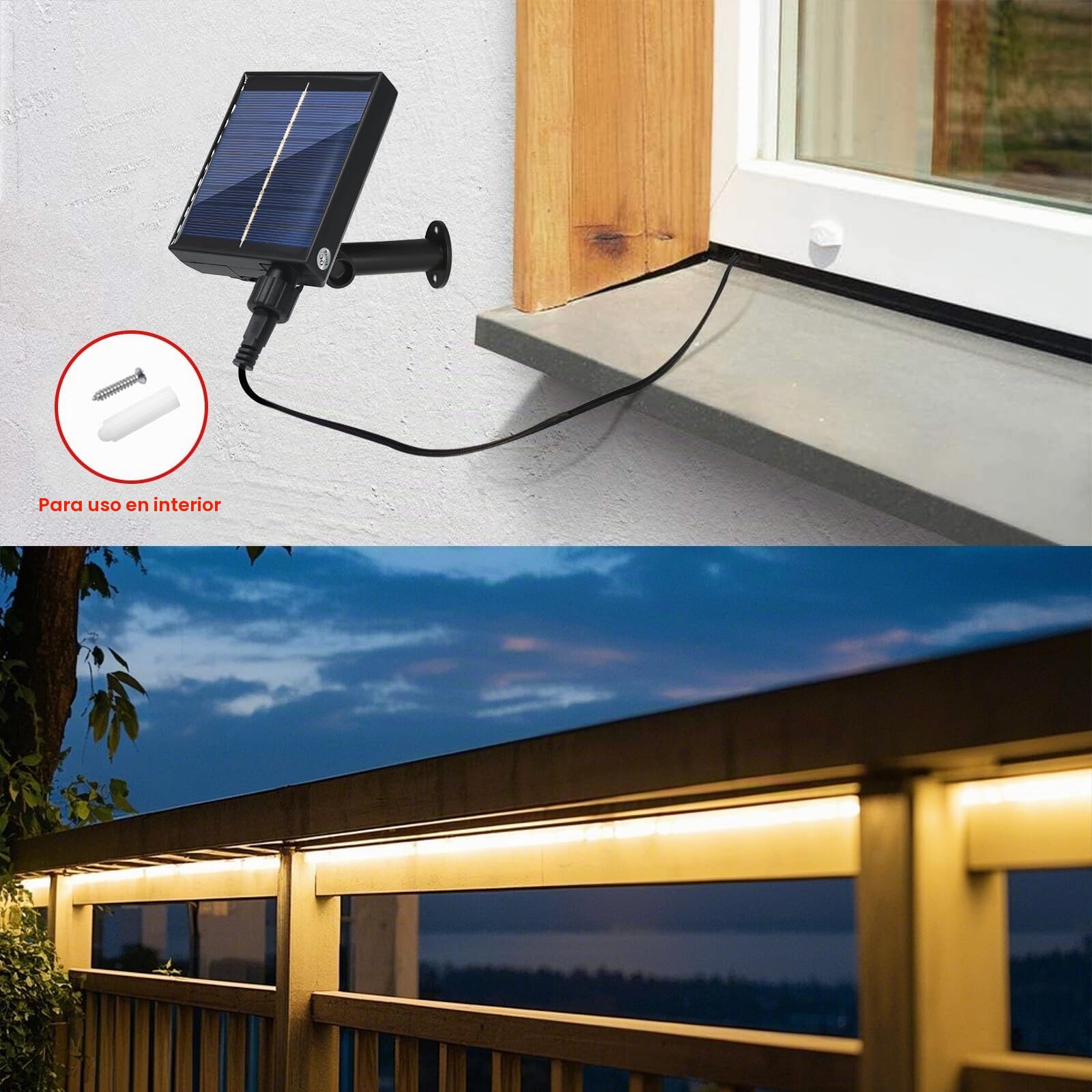 24V Solar COB Neón Tira, 8 Modos al aire libre IP68 cadena de luces autoadhesivas, Tira de luz solar Cuttable 5cm, 320LEDs/m Super brillante COB Neon LED tira para Garten (Blanco Natural，10m)