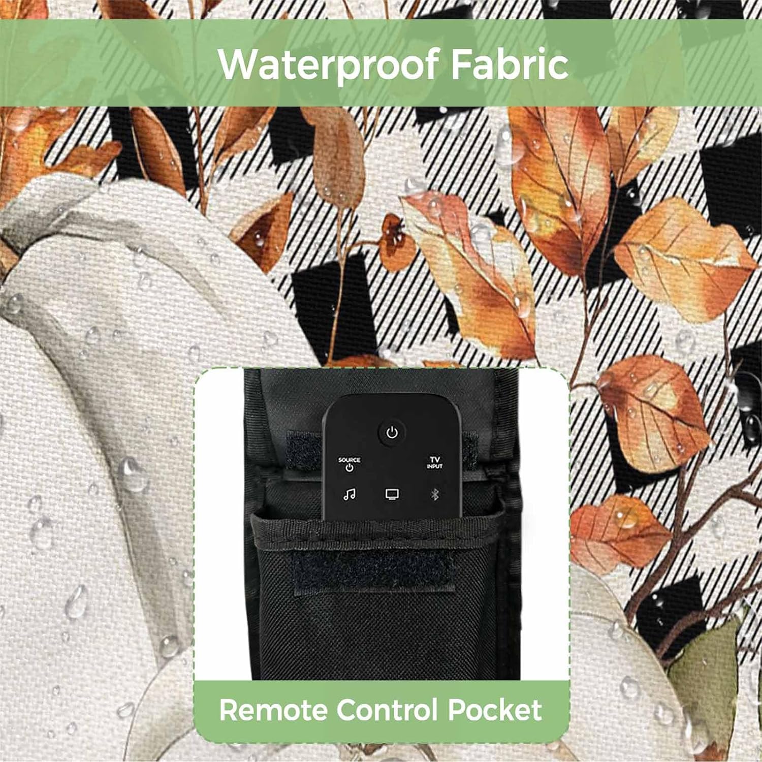 T&H XHome Pumpkin for Thanksgiving Outdoor TV Cover Fall Leaf Buffalo Plaid Waterproof and Weatherproof 36"-39" LCD Movable Shield TV Display Screen Protector Outside Television Covers 38" Wx24 H