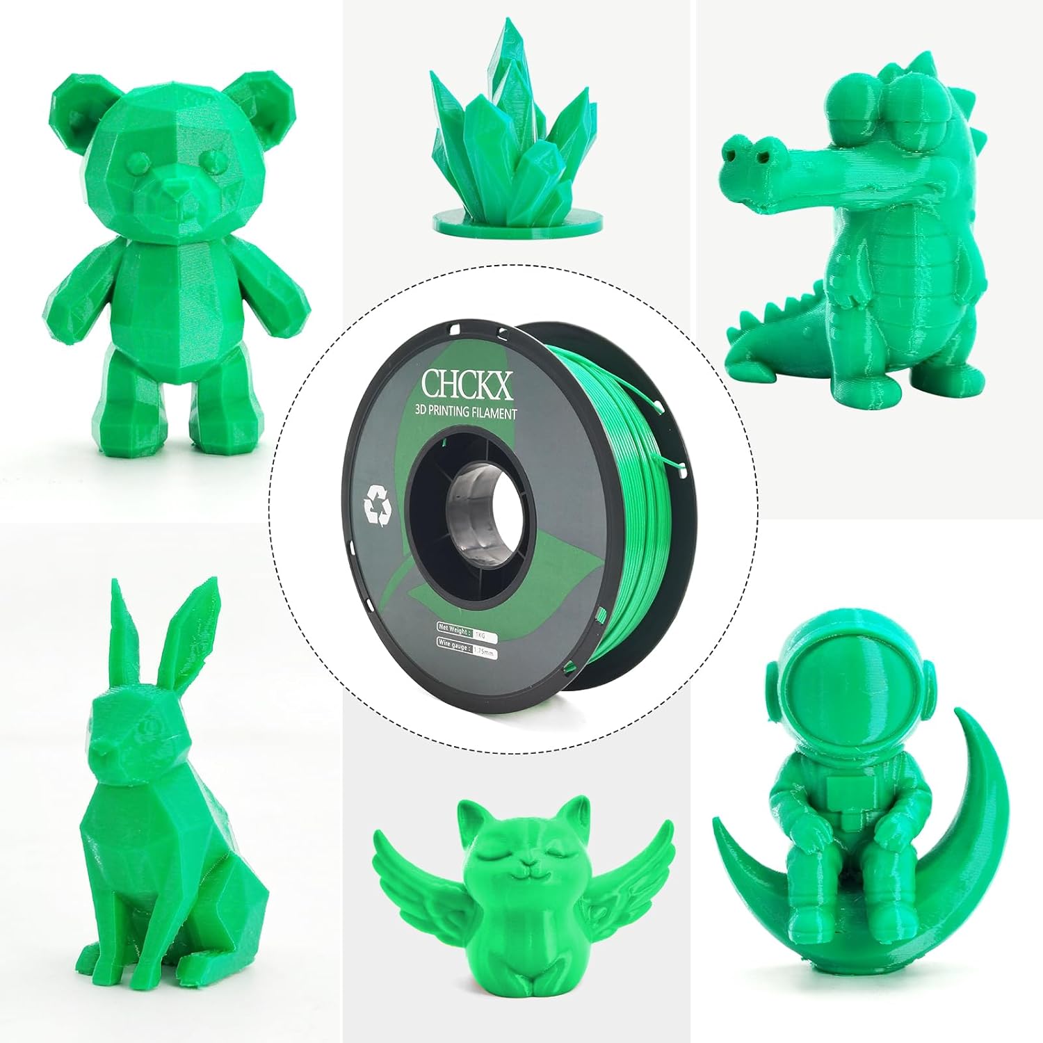 PETG 3D Printer Filament Bundle, 16Rolls,Dimensional Accuracy +/- 0.03 mm, 1kg Spool(2.2lbs), 1.75 mm Fit for Most 3D Printers,Black+White+Grey+Red+Green+Blue+Purple+Skin+Silver+Yellow