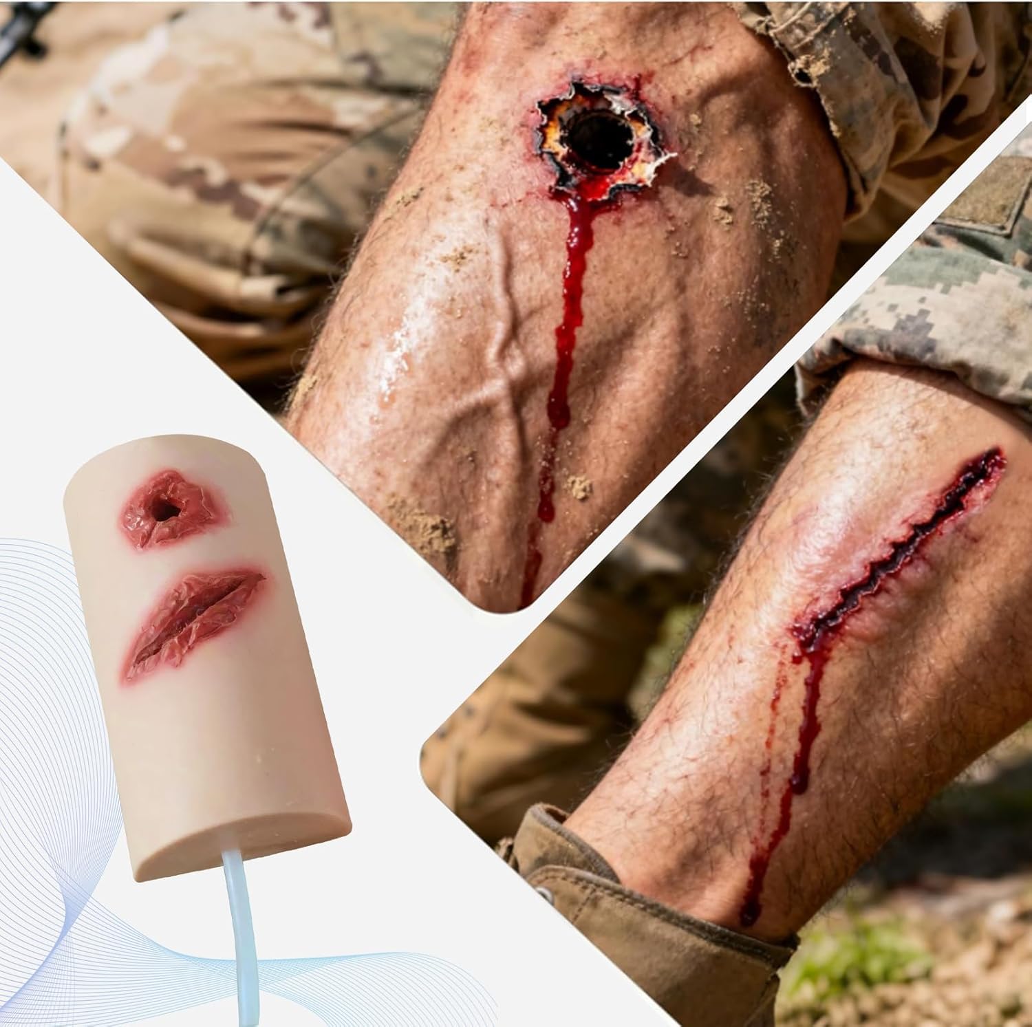 Kit de entrenamiento para vendaje de heridas, modelo de entrenamiento para control de hemorragias y detener el sangrado, reutilizable, modelo de sutura, para practicar técnicas de vendaje hemostático