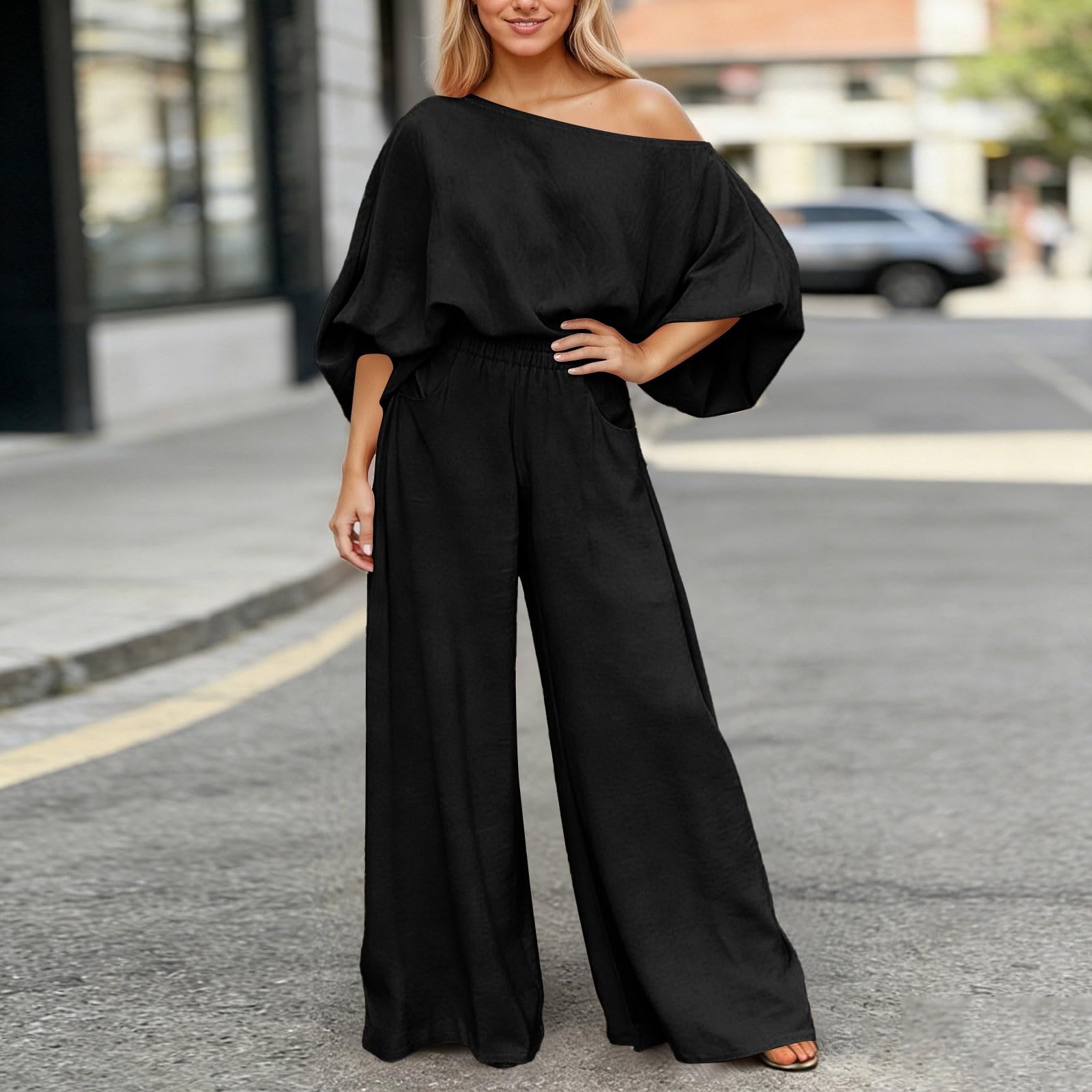 Completo Donna Elegante Ufficio, Tute Donna Autunno: Completo Casual a Due Pezzi con Maglia a Maniche Lunghe E Pantaloni Larghi Ideale per Un Look Elegante E Quotidiano