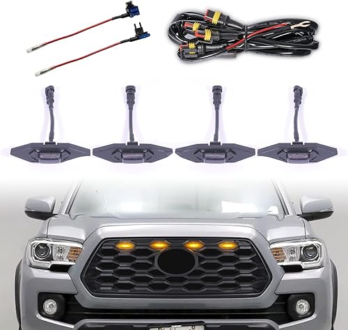 Luces LED para parrilla 2020 2021 2022 2022 2023 Tacoma TRD Off Road y Sport OEM Grill Raptor luces (luces ámbar)