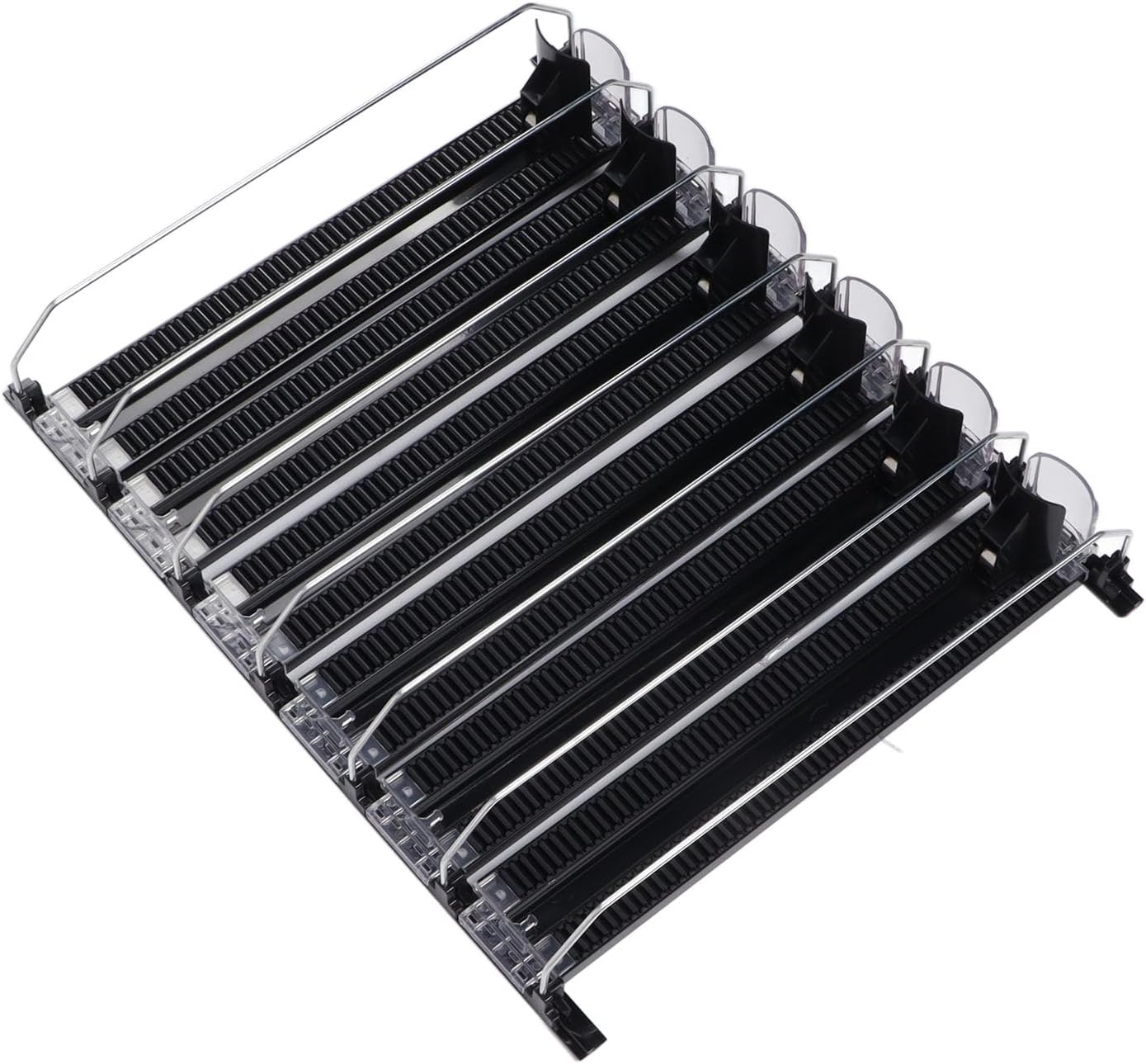 Self Pushing Drink Holder 6 Width Loaded Easy Slide Large Capacity 15in F Drink Dispenser White Material Self Pushing Can is Stable and Can Load Self Pushing Drink (Black)