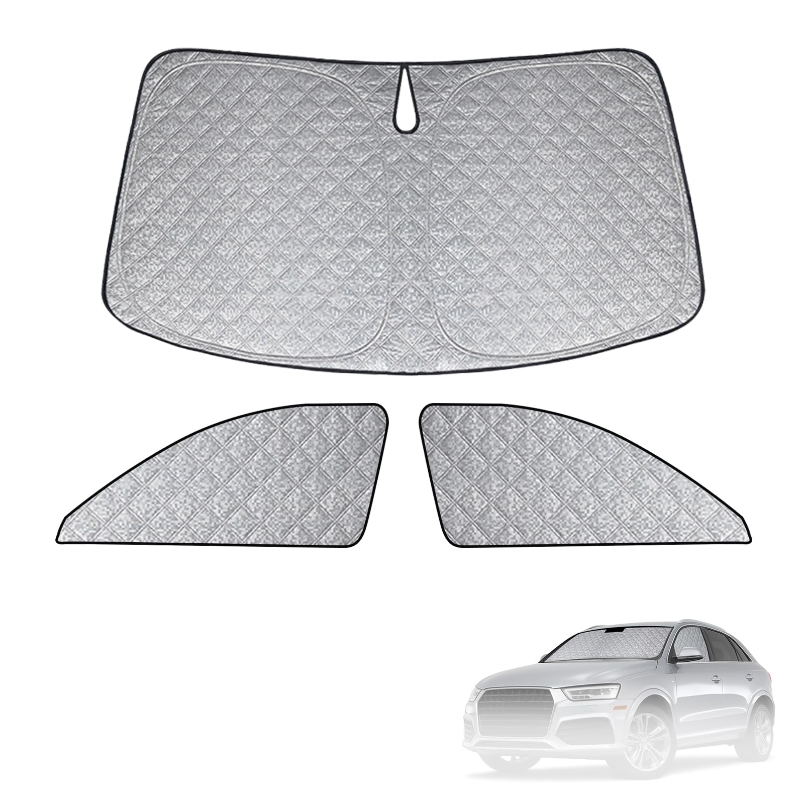 Parabrezza Parasole Compatibile con Audi Q3 F3 2019-2025, Copertura Interna Auto, Visiere Protezione UV Impermeabile e Pieghevole - 3 Pezzi