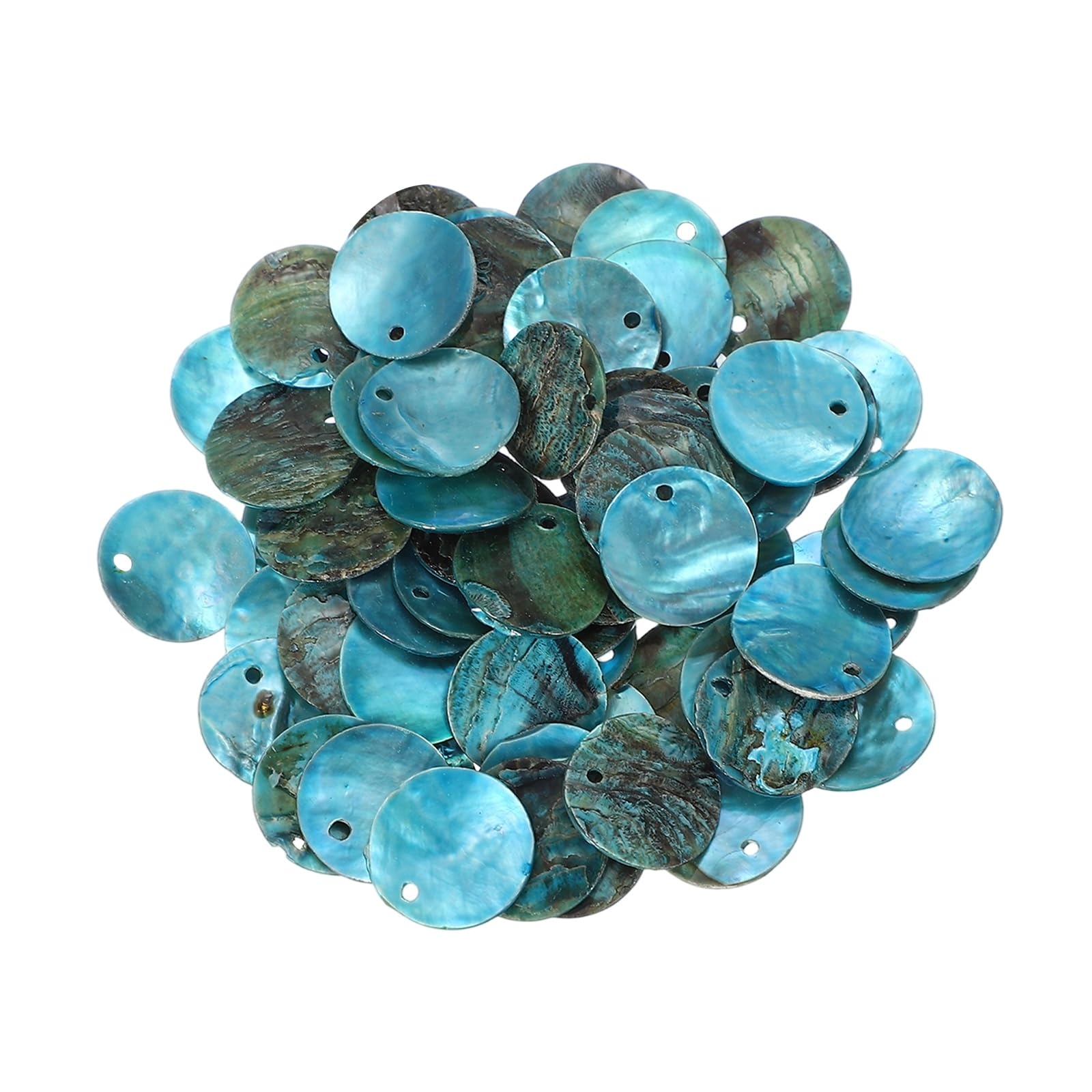 sourcing map 65Pcs Capiz Shells, 1.5cm/0.6" Round Sky Blue Shells with a Hole for Seashell Wind Chimes Curtain Shell Garland DIY Jewelry Craft Wedding Home Decoration, Sky Blue