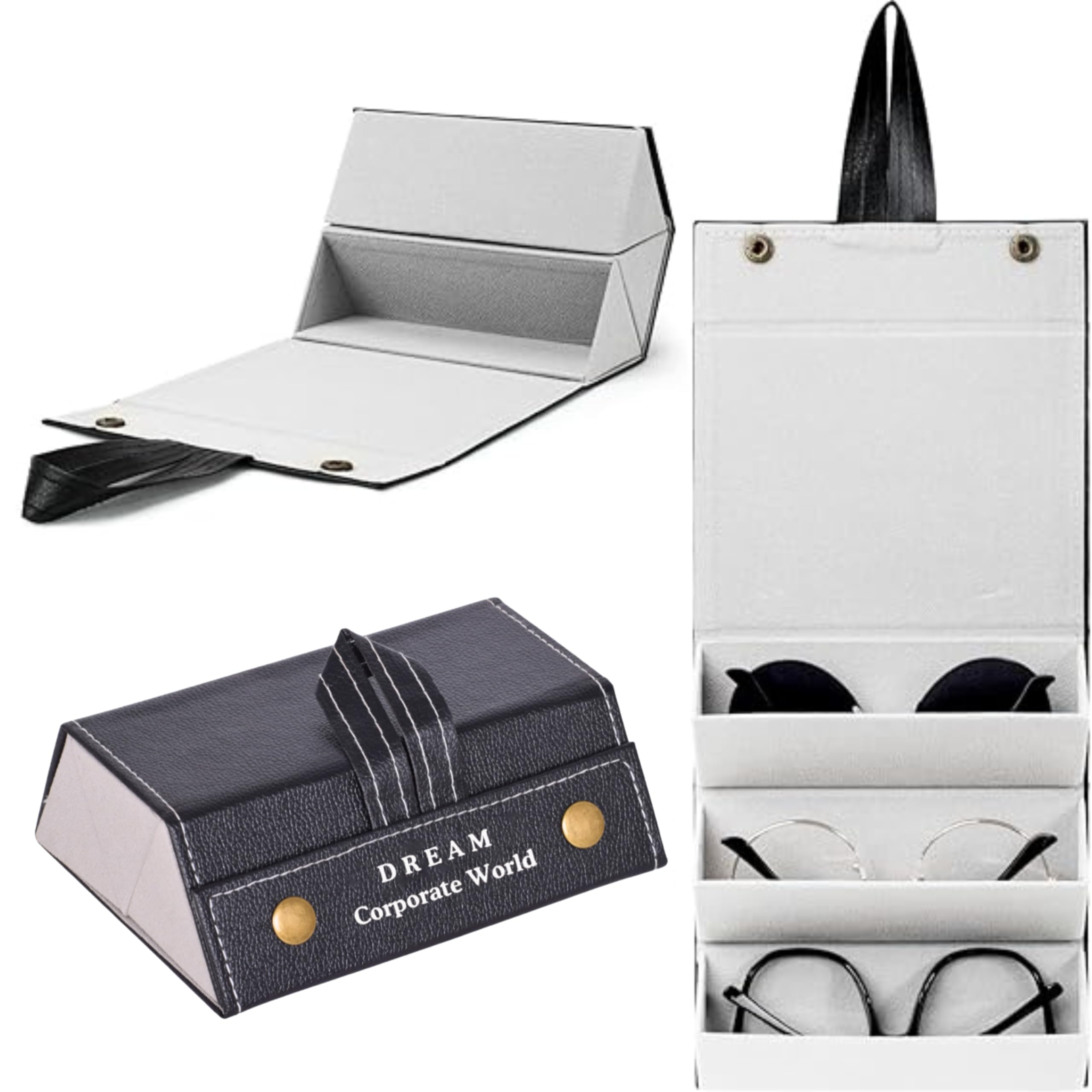 PU Leather Sunglasses Travel Organizer Case: A Stylish and Versatile Holder for Multiple Pairs of Eyewear, Perfect for Men and Women. Ideal for Storage and Travel