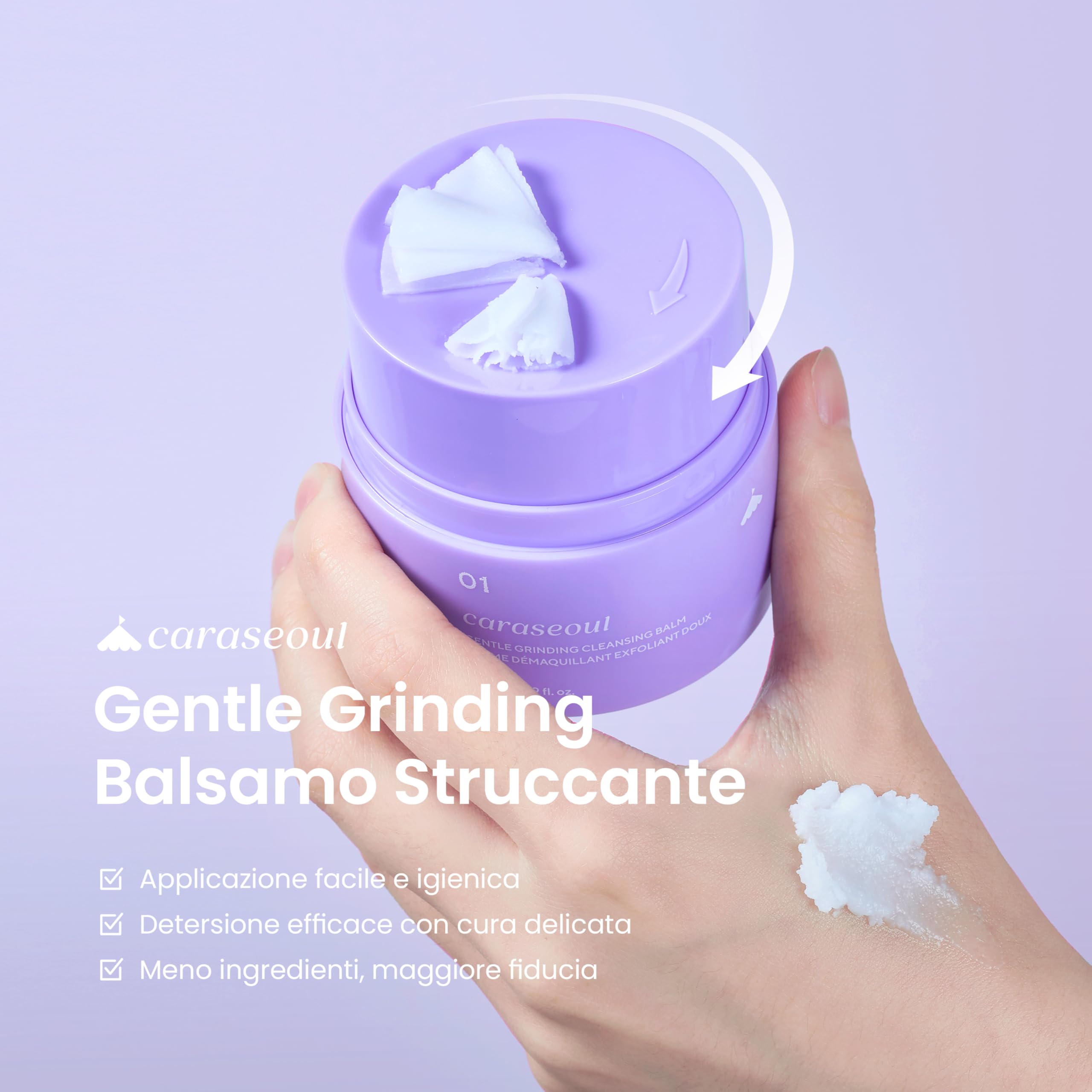 caraseoul Gentle Grinding Burro Struccante - Detergente Viso Coreana, BHA Acido Salicilico & Bakuchiol, Struccante Waterproof, Vasetto Twist-Up, Vegano, Delicato su Occhi e Pelli Sensibili (50ml)