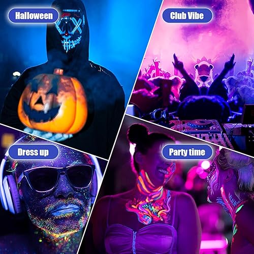 Glow in The Dark Face Body Paint, Glow In The Dark Under UV Black Light Sticks Makeup Neon Face Painting Kits for Adult Halloween Festival Accessory Glow Party Supplies (12)(12)