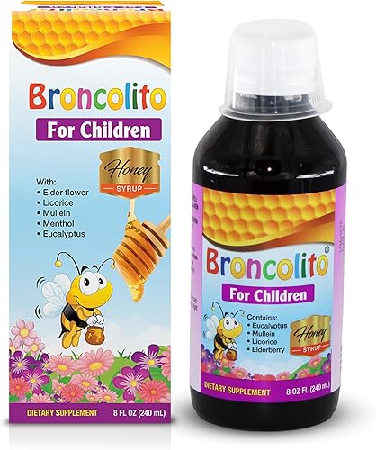 BRONCOLITO - Jarabe de miel para niños, mezcla de hierbas naturales con flor de saúco, regaliz, gordolobo y eucalipto, fórmula calmante con sabor a