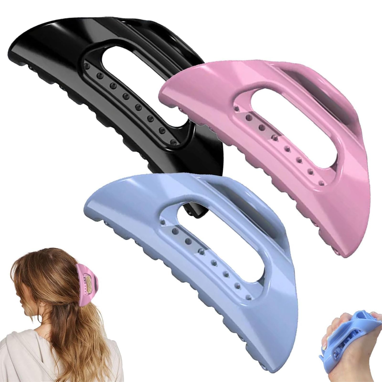 Muorruo 3 Piece Cozy Clips, ultra-soft and flexible claw clip