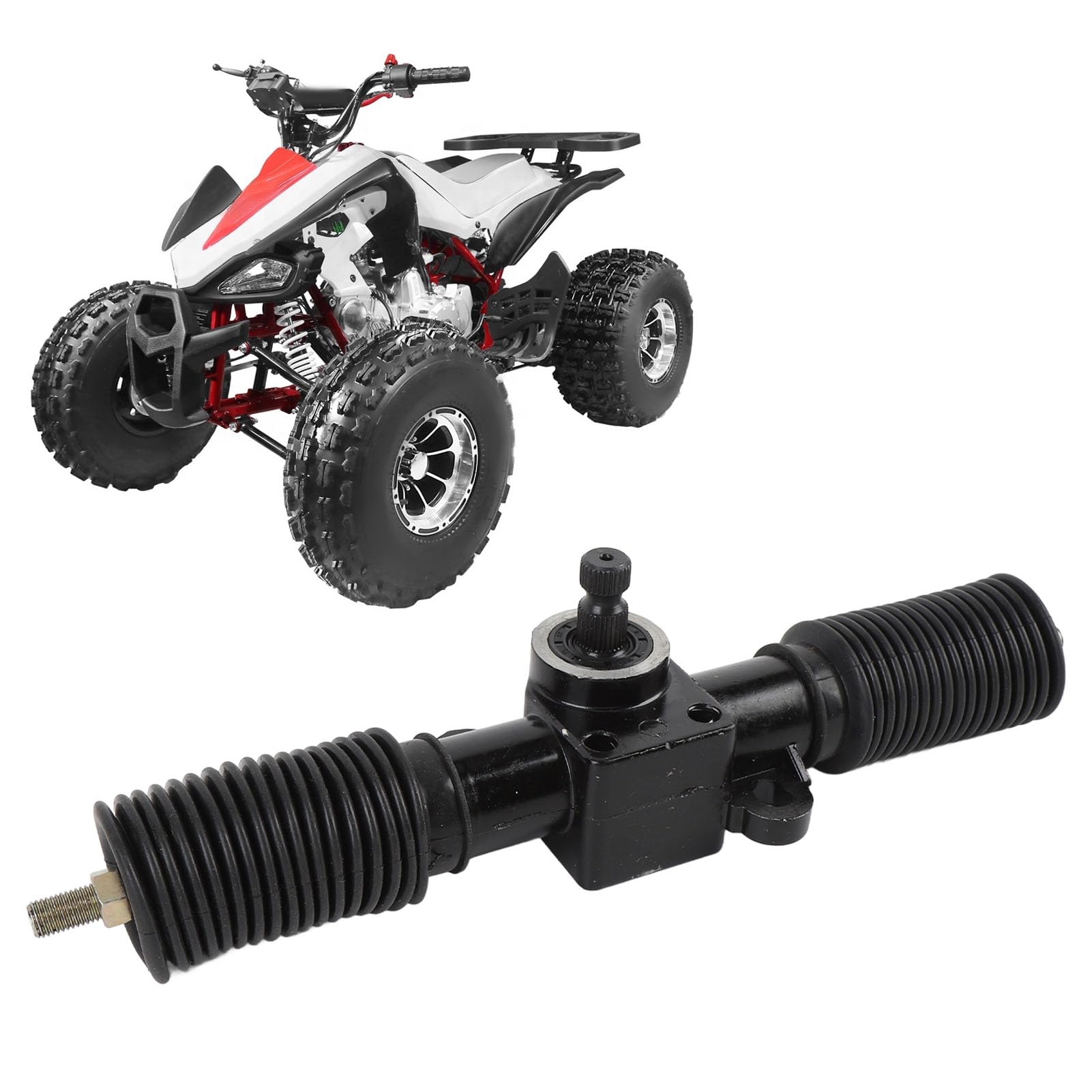 Set di Cremagliera e Pignone Sterzo 30T, Cremagliera del Servosterzo Attrezzature per Go Kart, Lega di Alta Durezza 325 Mm con Manicotto Antipolvere per ATV UTV