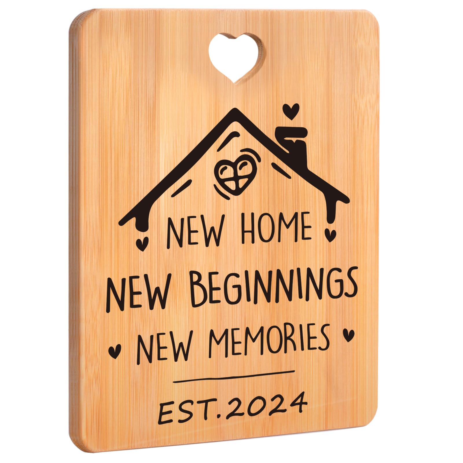 New Home Gifts - Bamboo Cutting Board, House Warming Gift for New House, New Home Gifts for Couple, Housewarming Gift for Family, for Friends, Ideal Kitchen Present