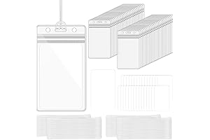 50 Sets Clear Luggage Tags with Loop Straps and Printable Business Cards