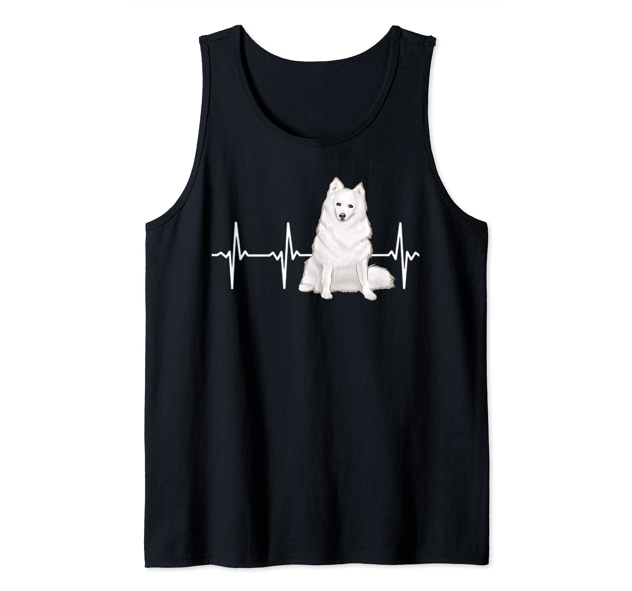 American Eskimo Dog Heartbeat Dog Lover Tank Top, Black