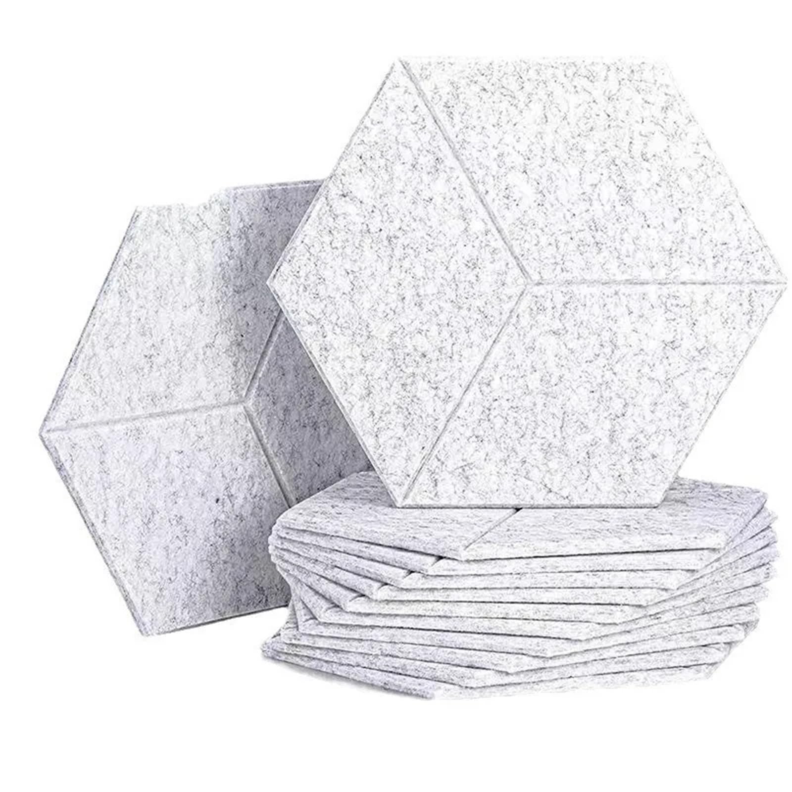 Paneles Acústicos Hexagonales Panel de espuma autoadhesivo insonorizado con revestimiento en Y for absorber el ruido y eliminar Para el estudio(White,8 PCS)