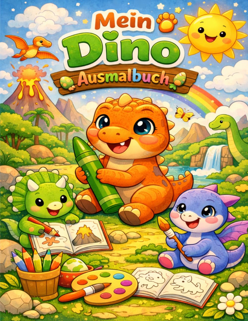 Das große Dino Ausmalbuch: 50 süße Baby-Dinosaurier zum Ausmalen | Großes Malbuch für Kinder von 3–8 Jahren | Perfektes Geschenk für kleine Dino-Fans