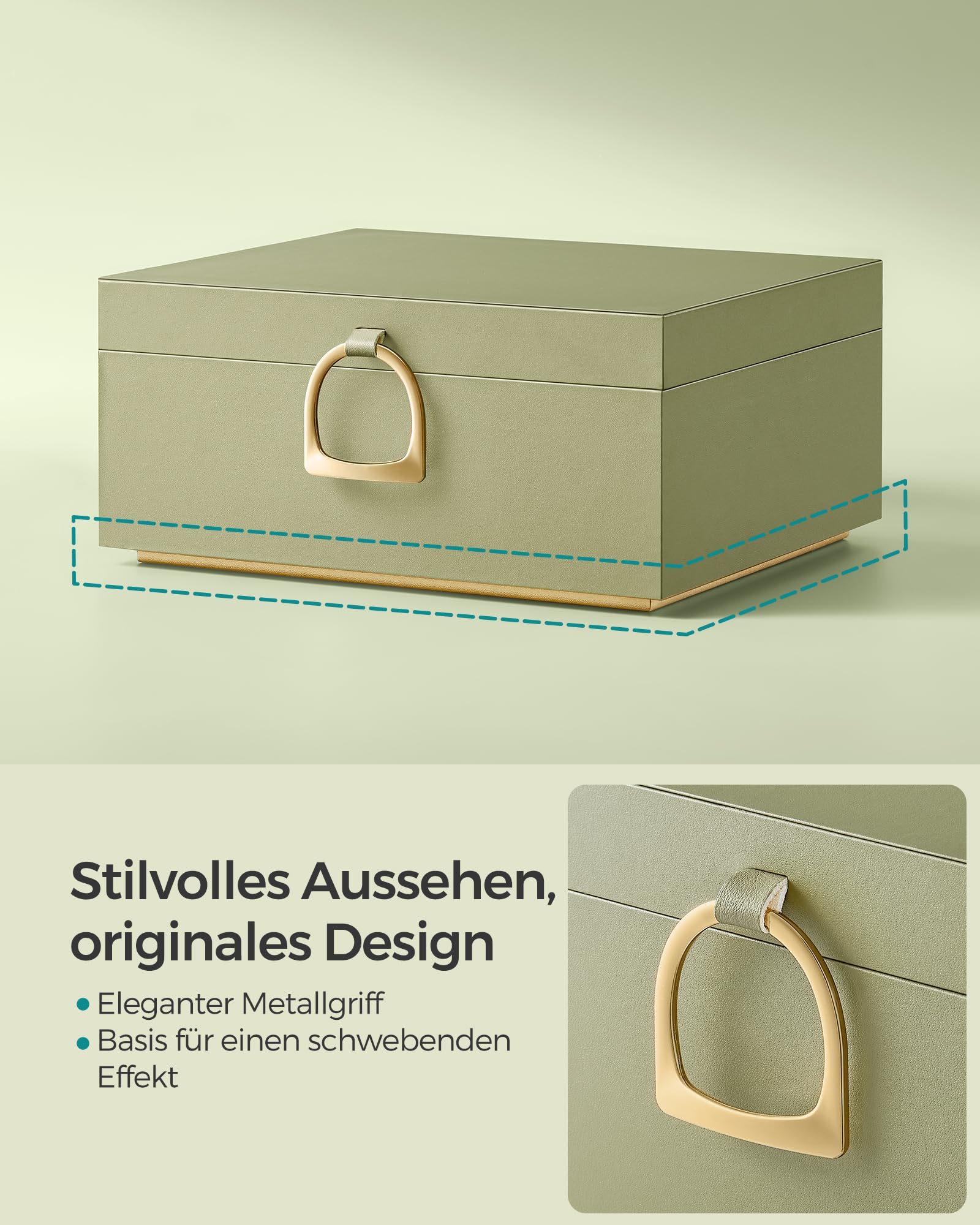 SONGMICS Schmuckkasten Schmuckbox Schmuckaufbewahrung, 2 Ebenen Mit Griff Flexibles Schmucktablett S0l7k05p