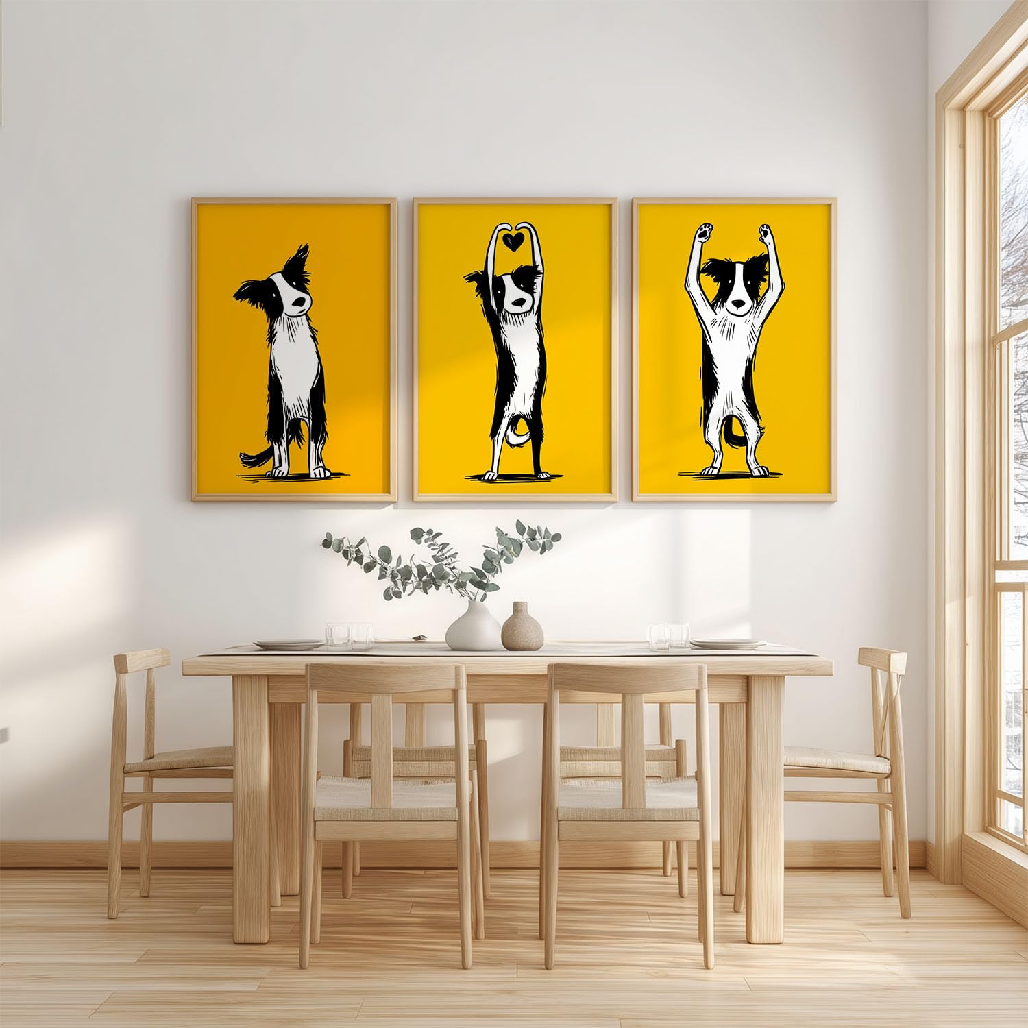 Générique Zestaw 3 obrazów do dekoracji ścian zwierząt, 40 x 60 cm każdy, nowoczesna i lekka sztuka ścienna do salonu, sypialni, wejścia lub biura, bez ramki plakat ścienny, żółty słonecznik zwierzęta