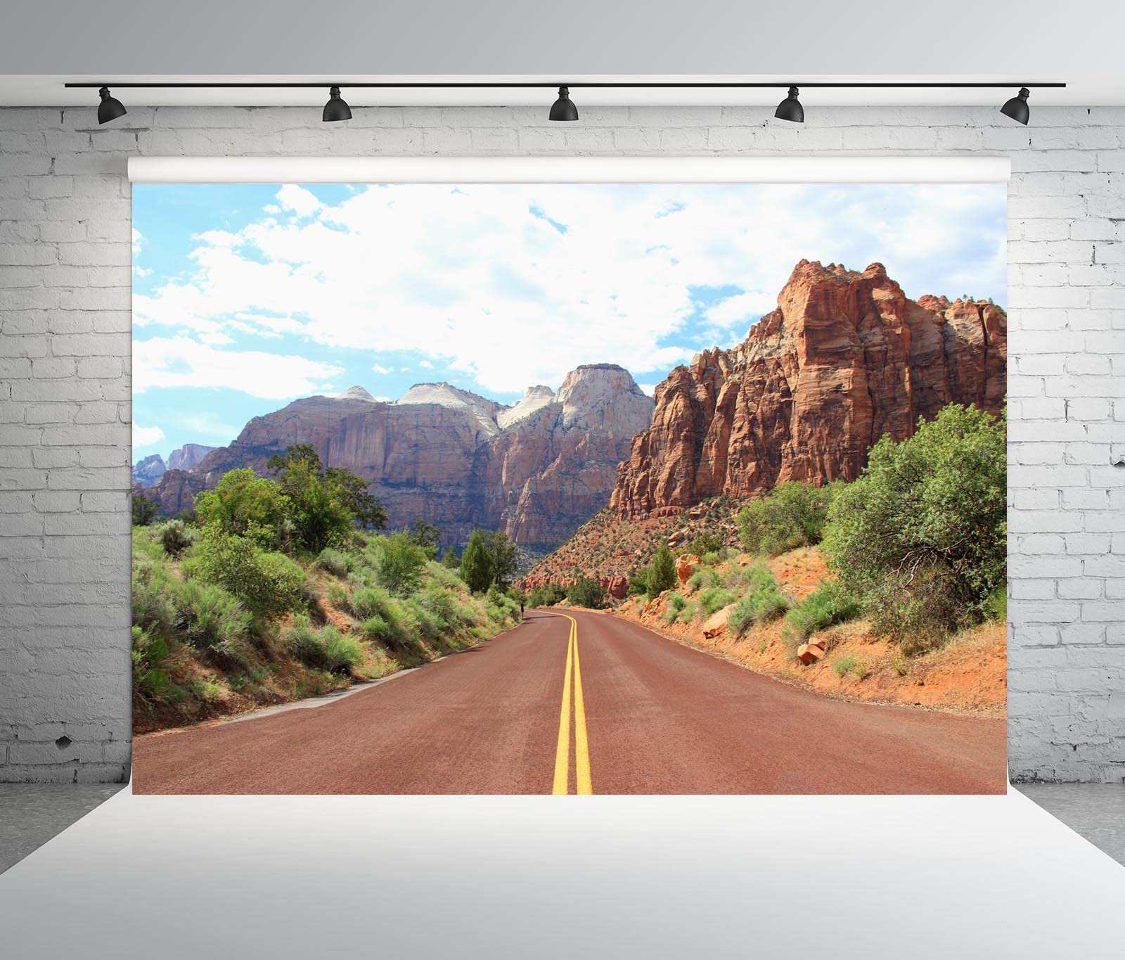 BELECO 10x6.5ft Fabric Highway Road Backdrop For Photography Barren Desert Background Endless Countryside Road Trip Outdoor Travel Adventure Backdrop Artistic Portrait Photoshoot Studio Props