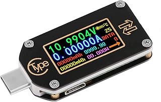 MakerHawk USB Power Meter, TC66 USB Tester Type C USB Voltage Meter and Current Tester, 0.96 Inch IPS Color LCD Display Power Tester Multimeter PD Ammeter Voltmeter QC 2.0 3.0