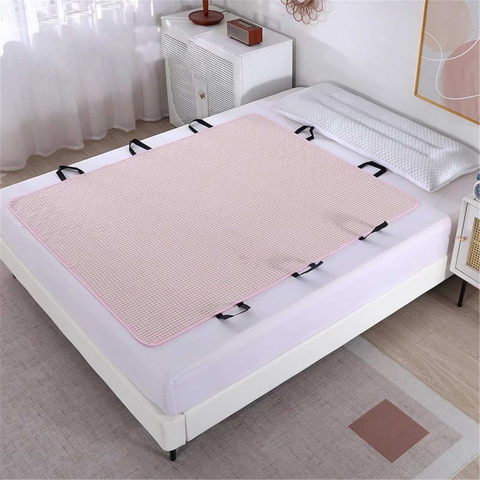 Algodón Empapadores Cama Adultos Lavables para Sofás, Protector Cama con Asas Reforzadas, Empapador Protector de Cama Reutilizables(Pink,120x150cm)