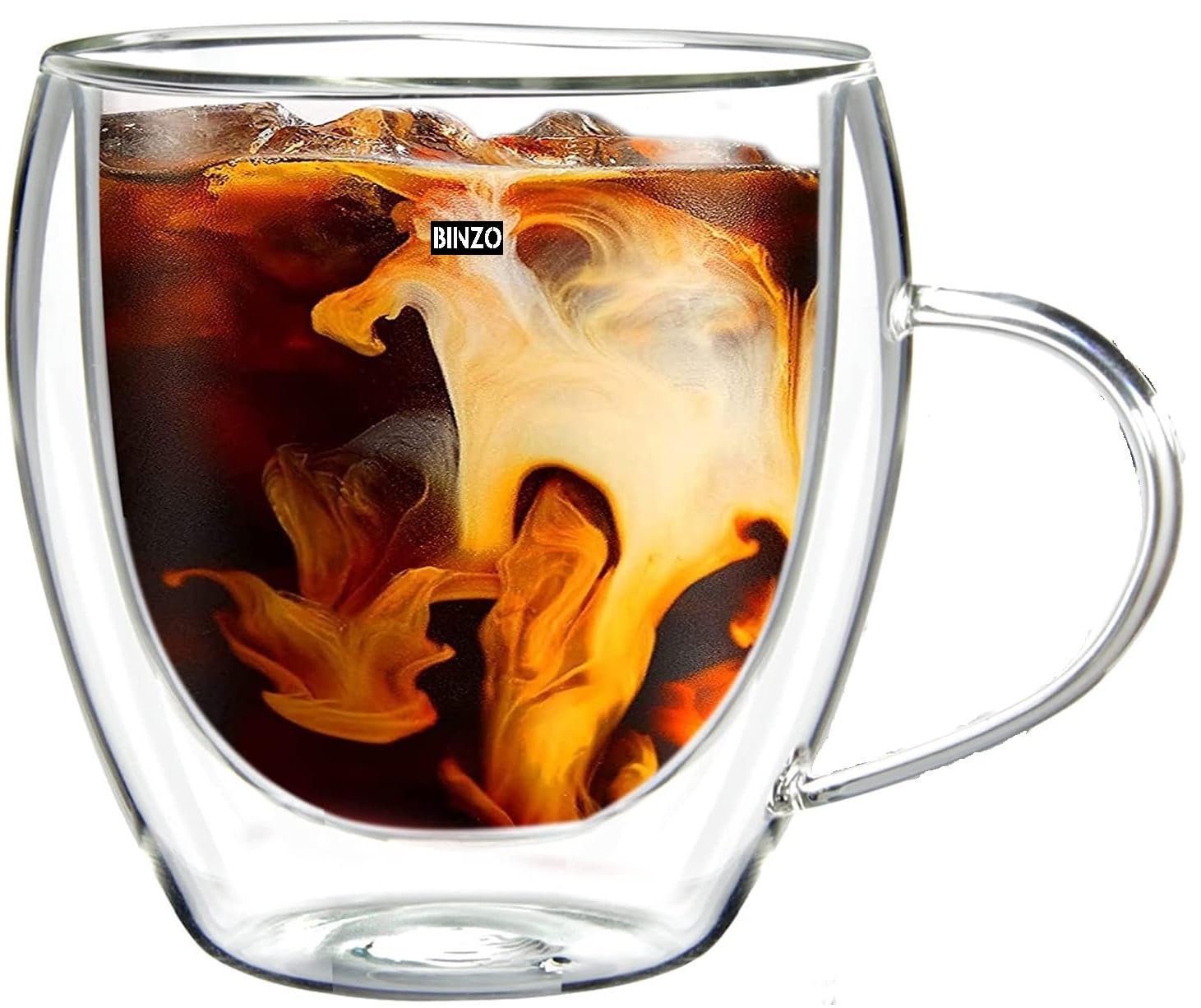 BINZO Glass Cups - Set of 6 for Coffee & Tea -1