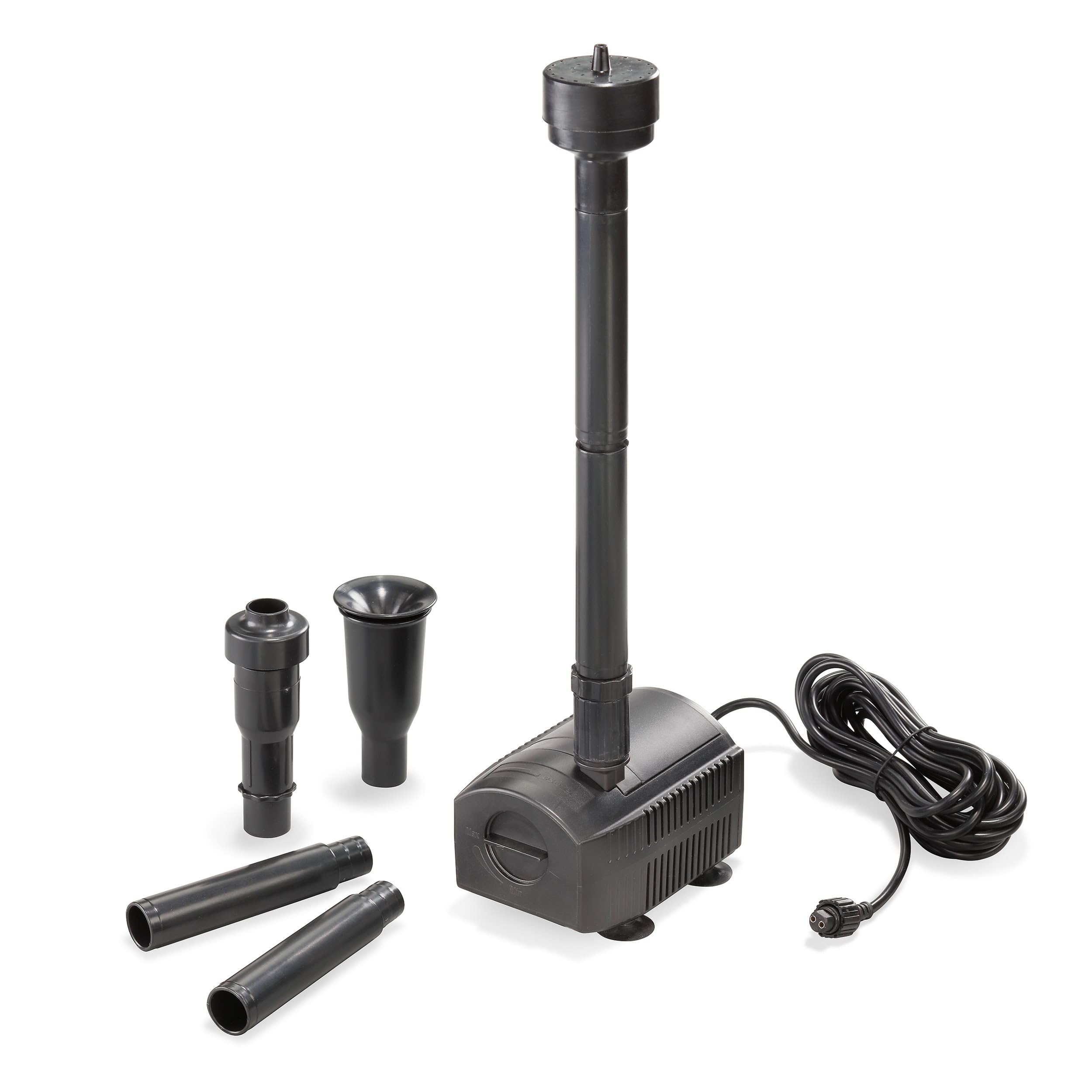 esotec Teichpumpe mit Sprinklerset, Springbrunnenpumpe, Wasserspiel Pumpe, Solarbrunnen Pumpe 1700 l/h 12-24 VDC IP68 außen 101992
