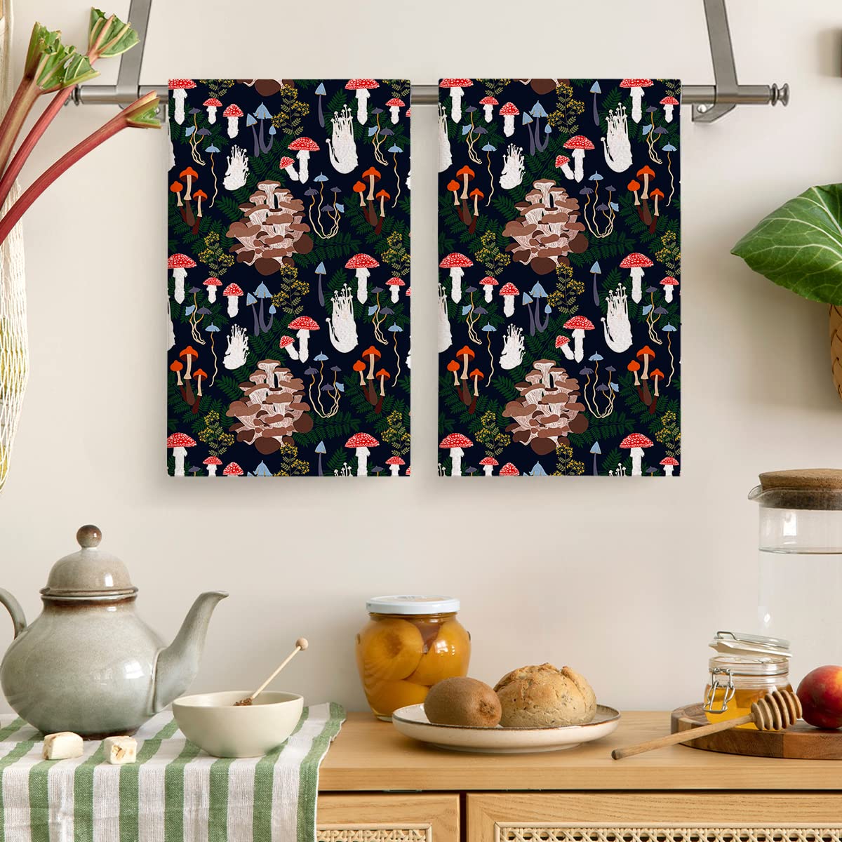 2 Pilz-Küchentücher – 40 X 60 Cm, Saugfähig, Mit Aufhängeschlaufe