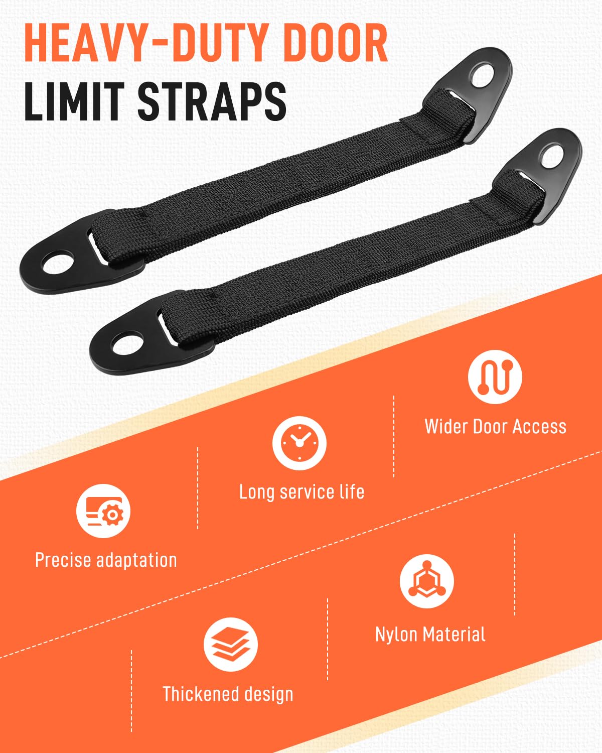 BERKS ATTACHMENTS Door Limit Straps For Can-Am Defender & Max Limited 2020+ - Extra-Long 2-Pack