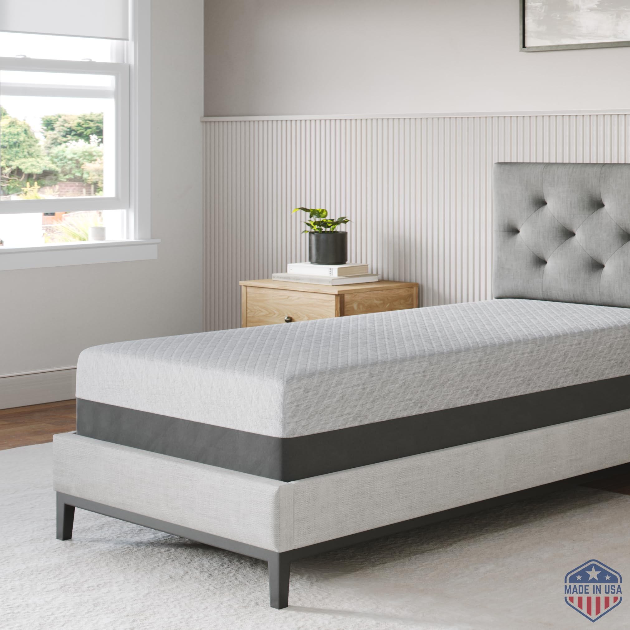 Celestial Sleep Gel Memory Foam Mattress in a Box, Made in The USA, CertiPUR-US® Certified Foam, Oeko-Tex, and Fiberglass-Free Certified Bed, 12 inch Soft - Twin